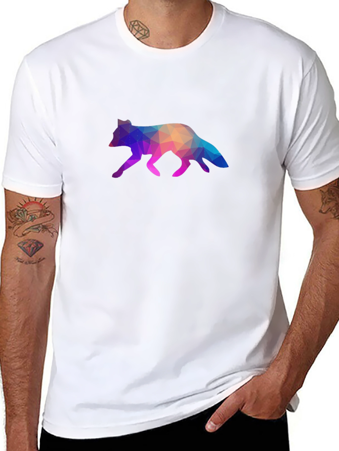 Geometric Fox Graphic Tee - Stylish Black T-Shirt