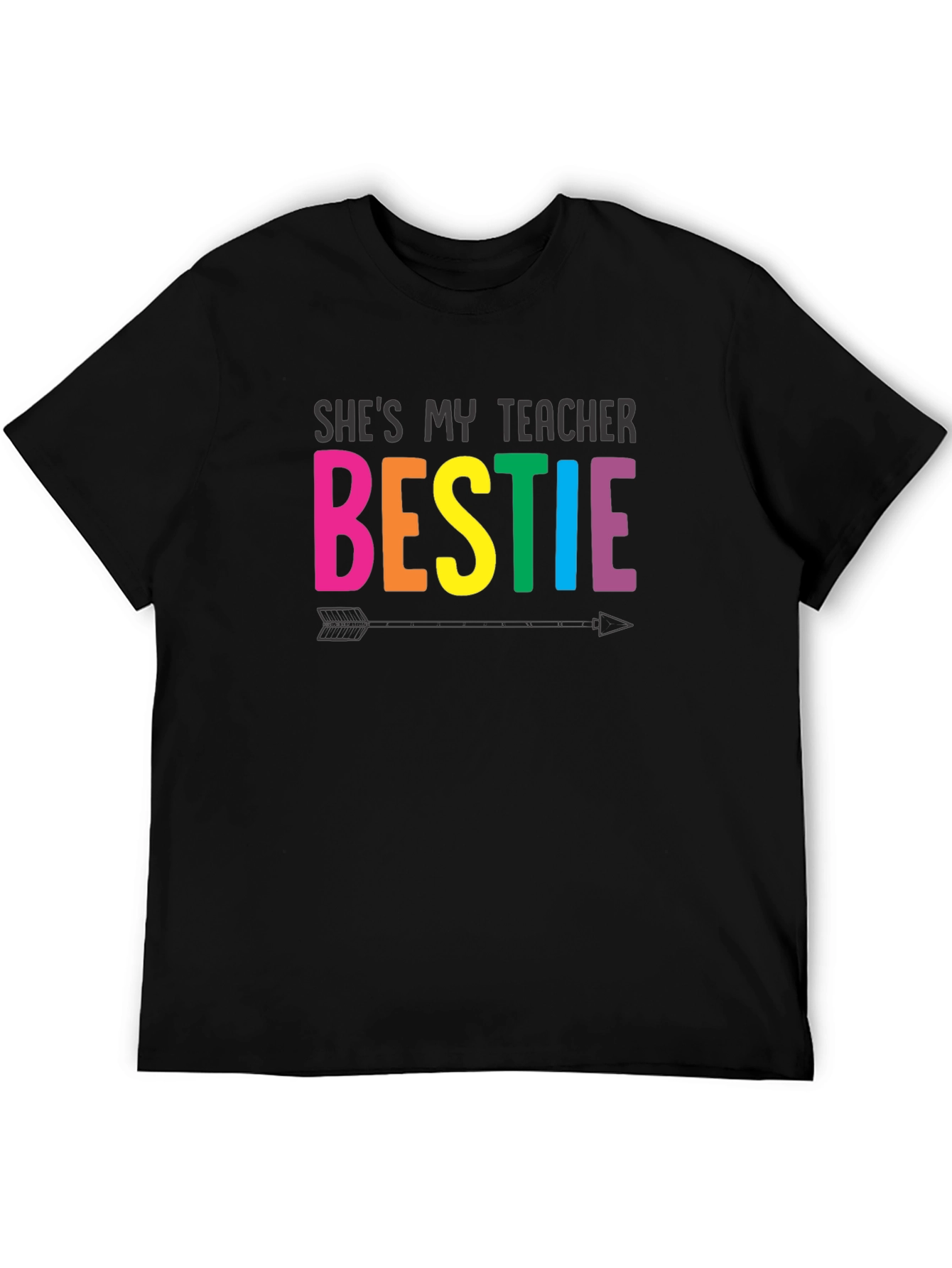 Shes My Teacher Bestie Black T-Shirt