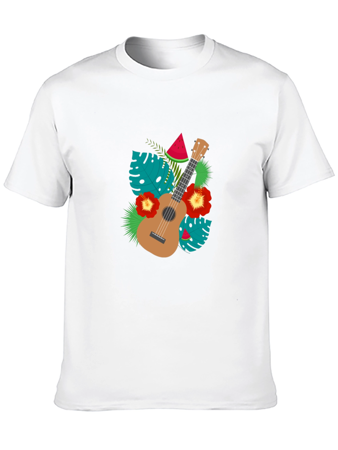 Tropical Ukulele Black T-Shirt - Summer Vibes