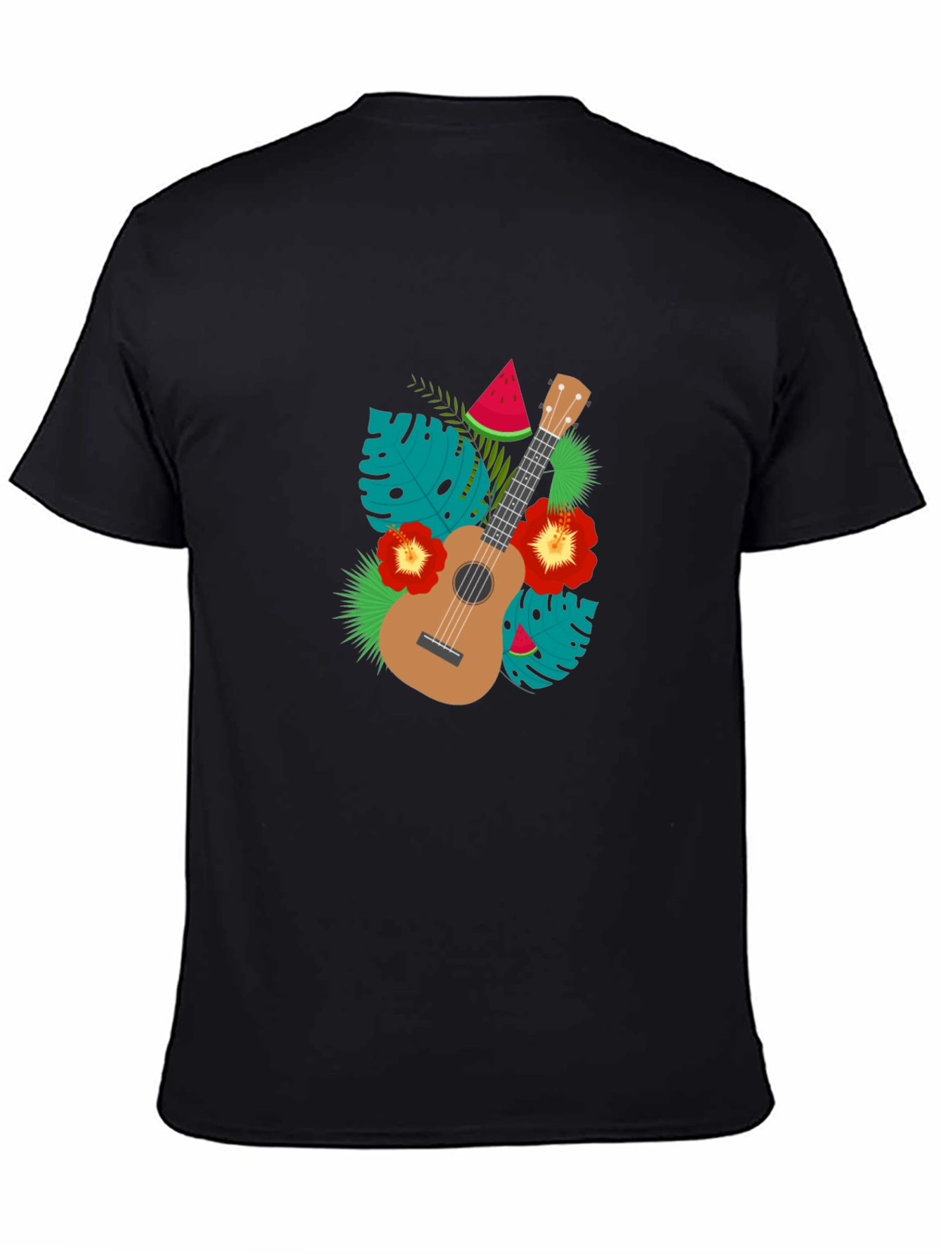 Tropical Ukulele Black T-Shirt - Summer Vibes
