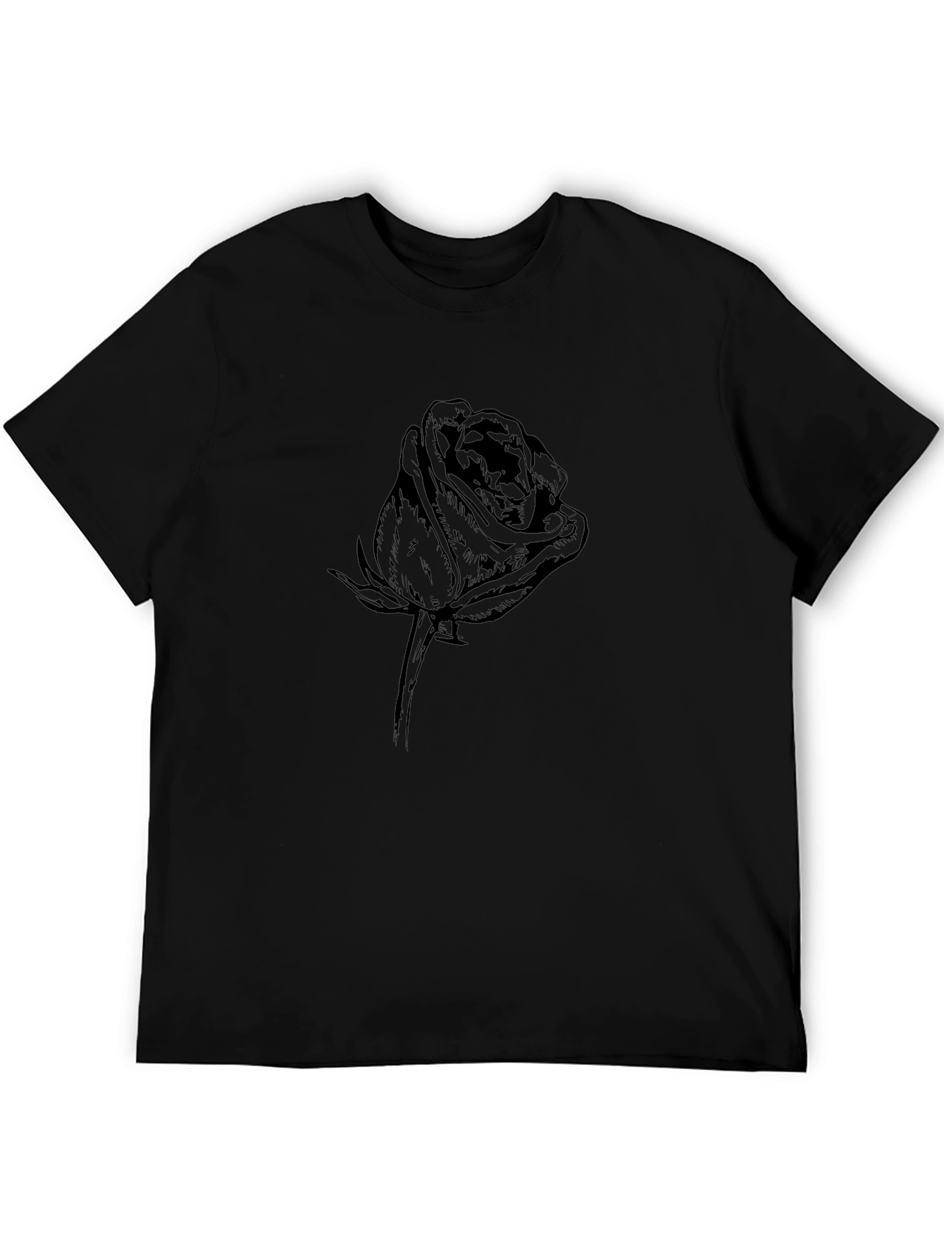 Black Rose Graphic Tee - Mens Casual T-Shirt