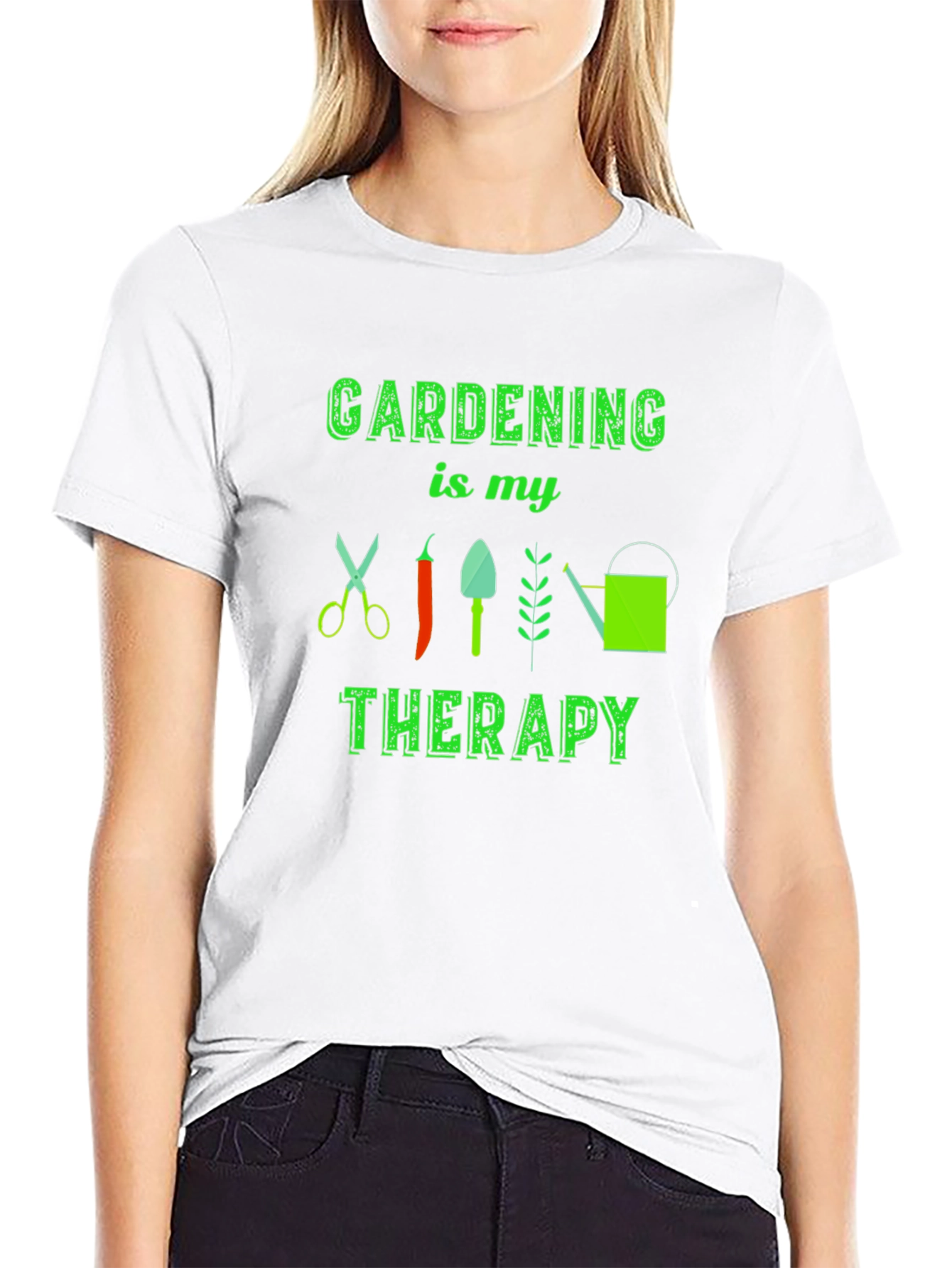 Gardening is my Therapy T-Shirt - Black Cotton Tee