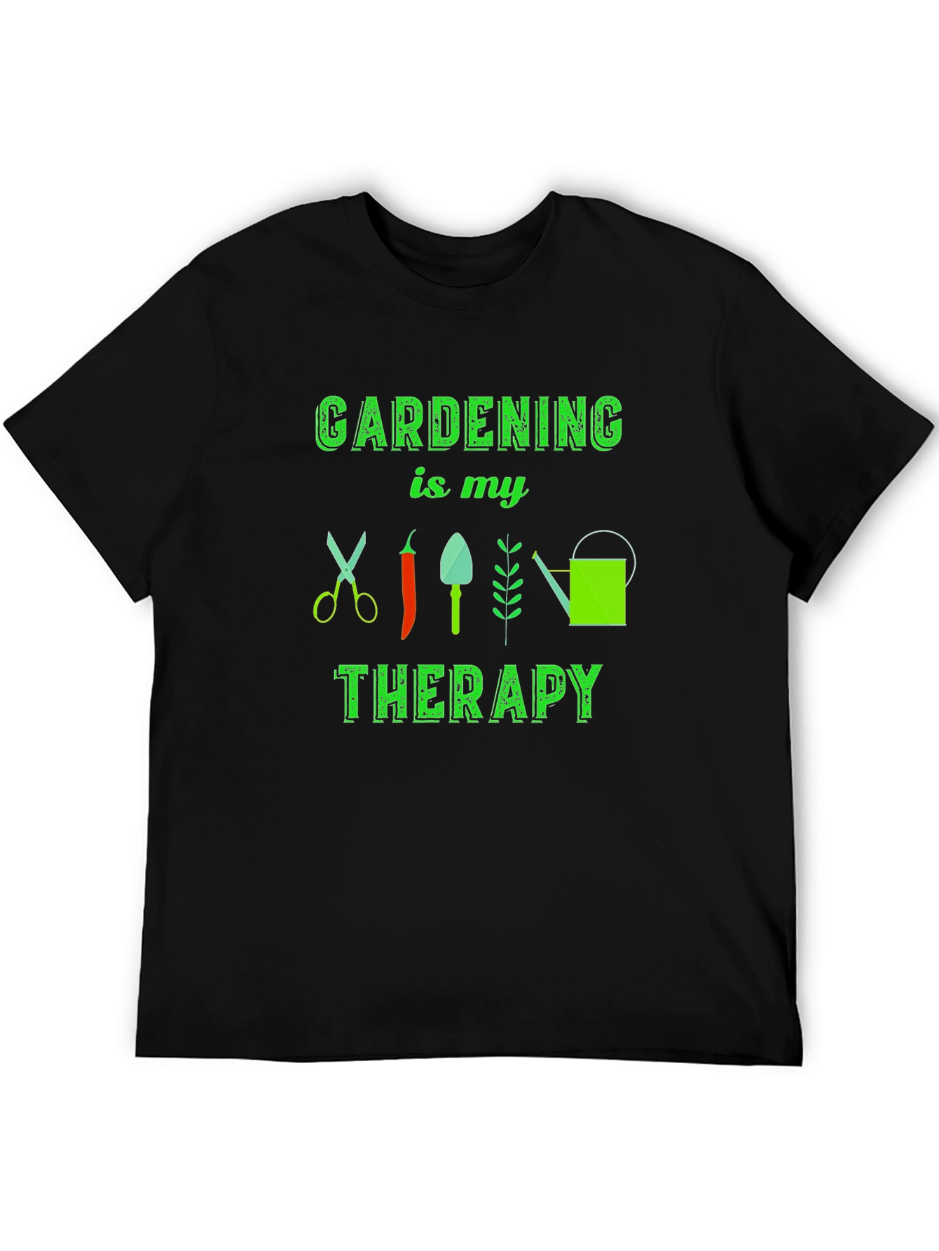 Gardening is my Therapy T-Shirt - Black Cotton Tee