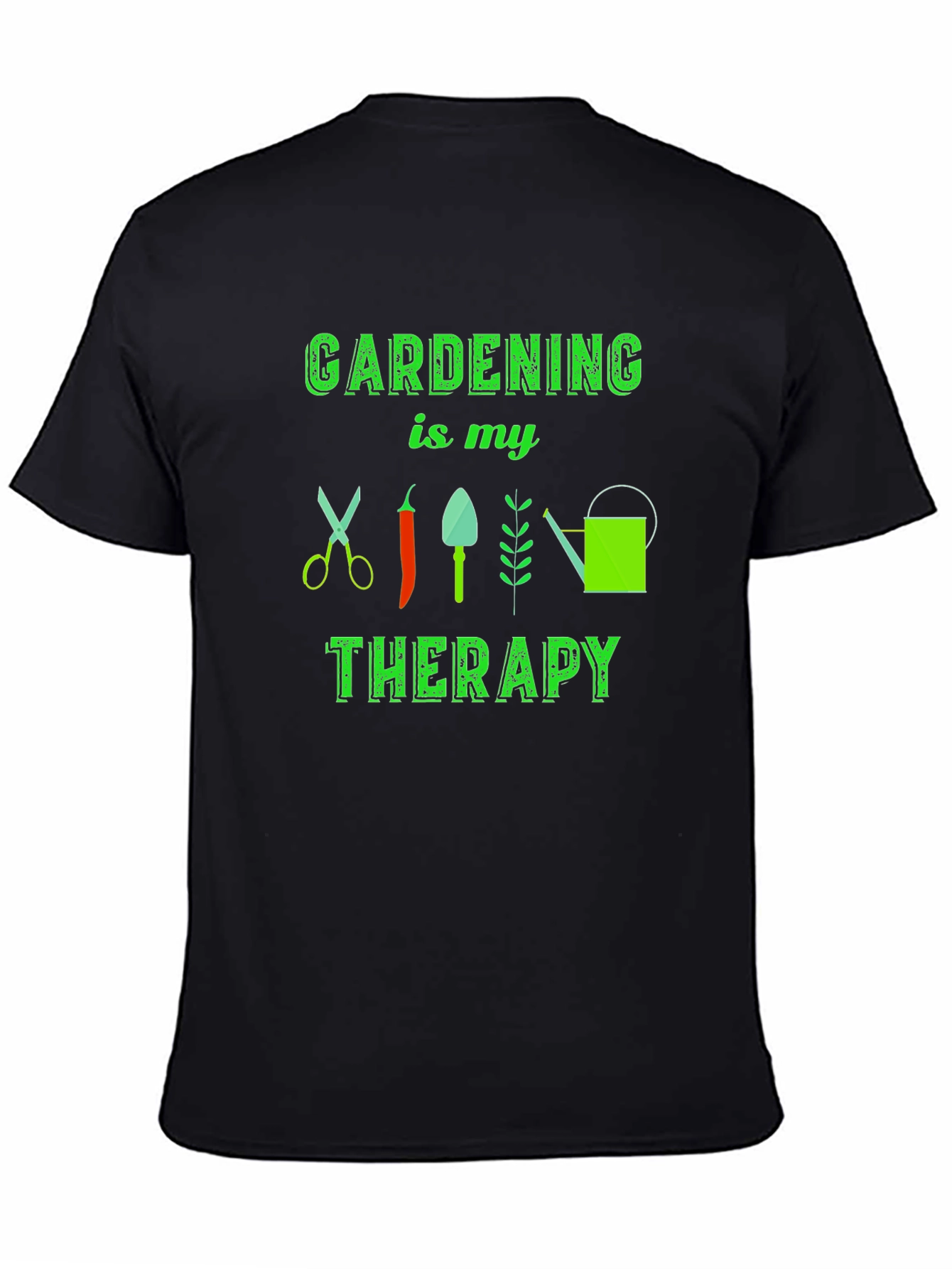 Gardening is my Therapy T-Shirt - Black Cotton Tee