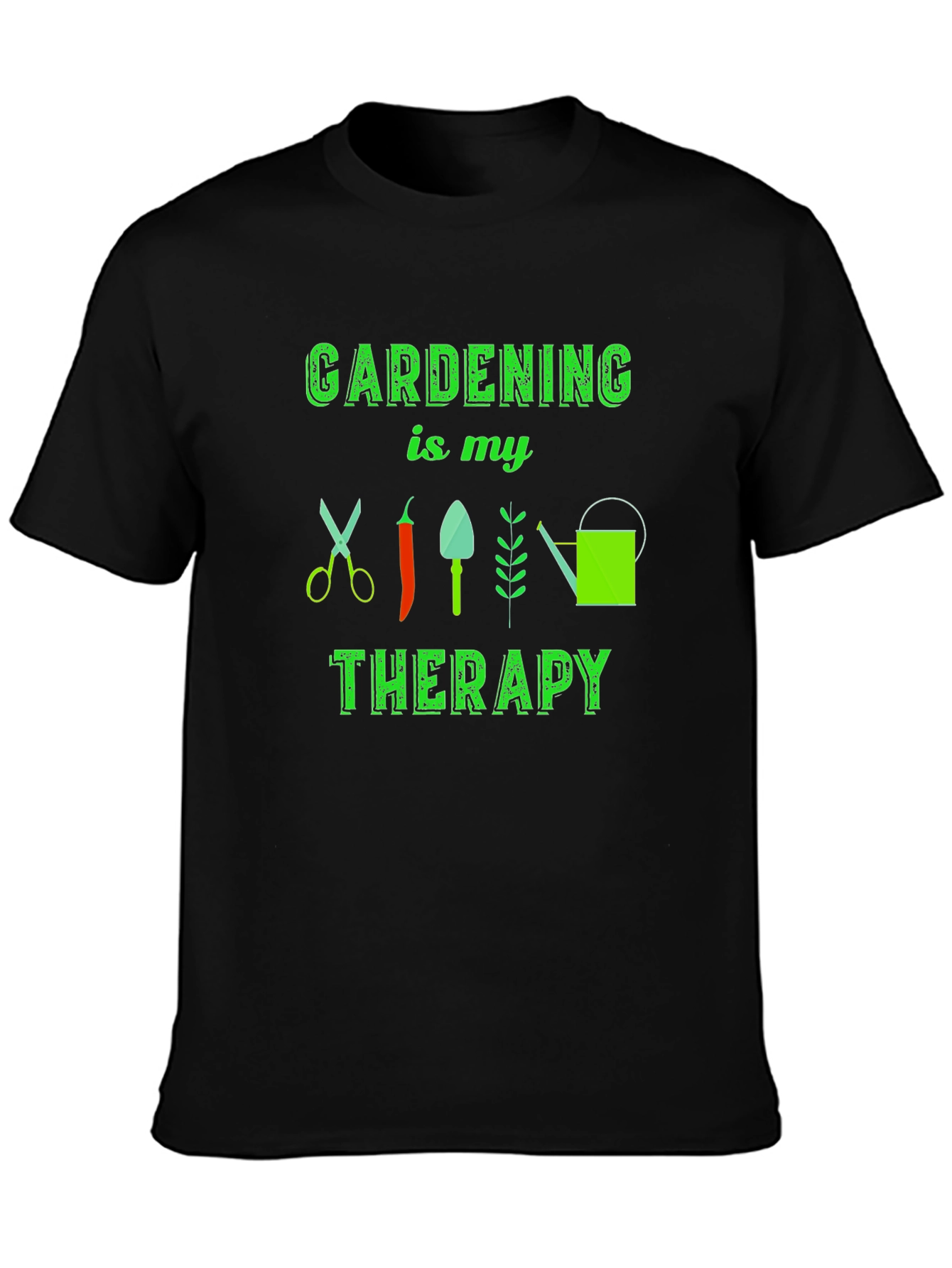 Gardening is my Therapy T-Shirt - Black Cotton Tee