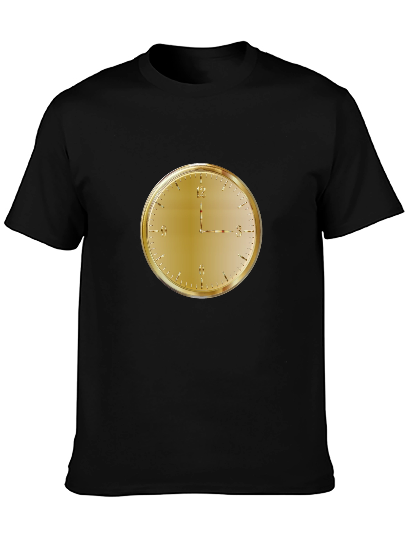 Golden Clock Face Black T-Shirt