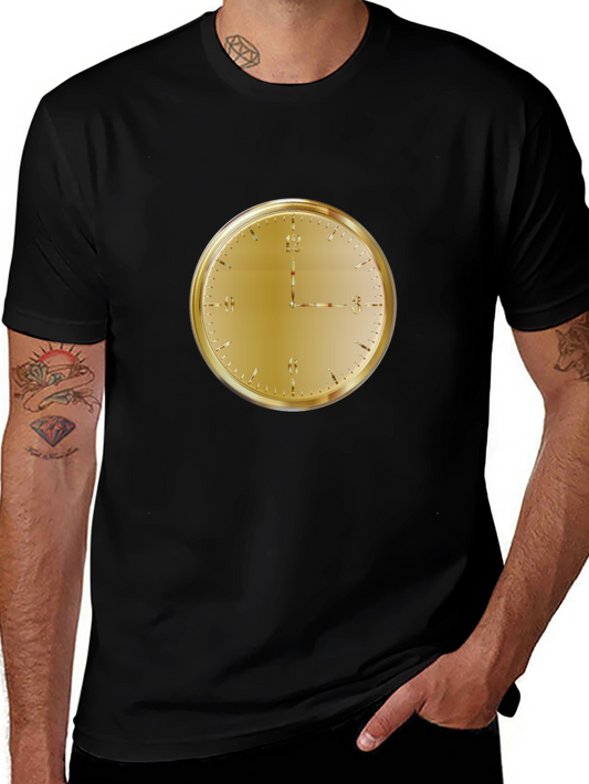 Golden Clock Face Black T-Shirt