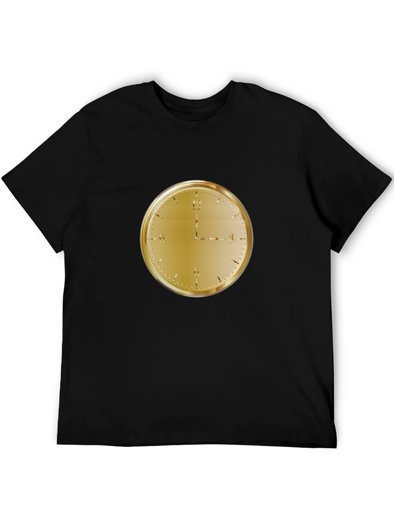 Golden Clock Face Black T-Shirt