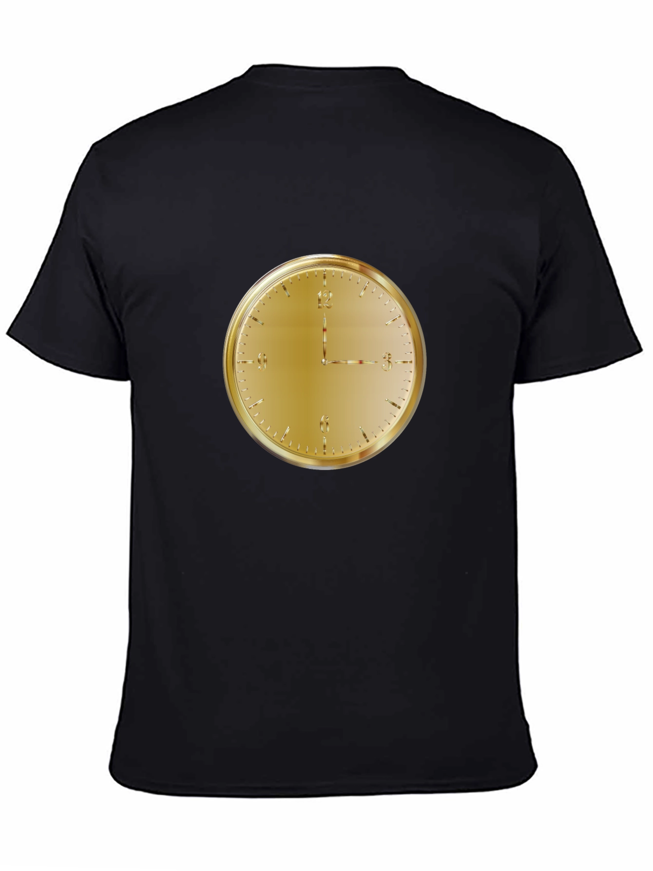 Golden Clock Face Black T-Shirt