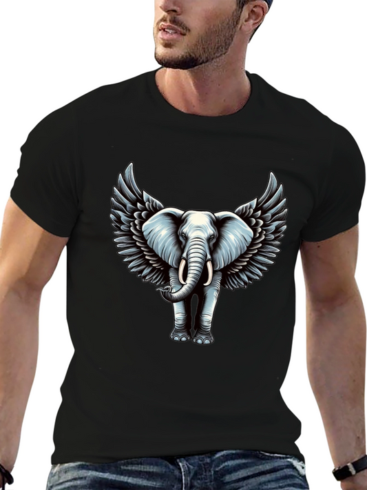 Winged Elephant Graphic T-Shirt - Black