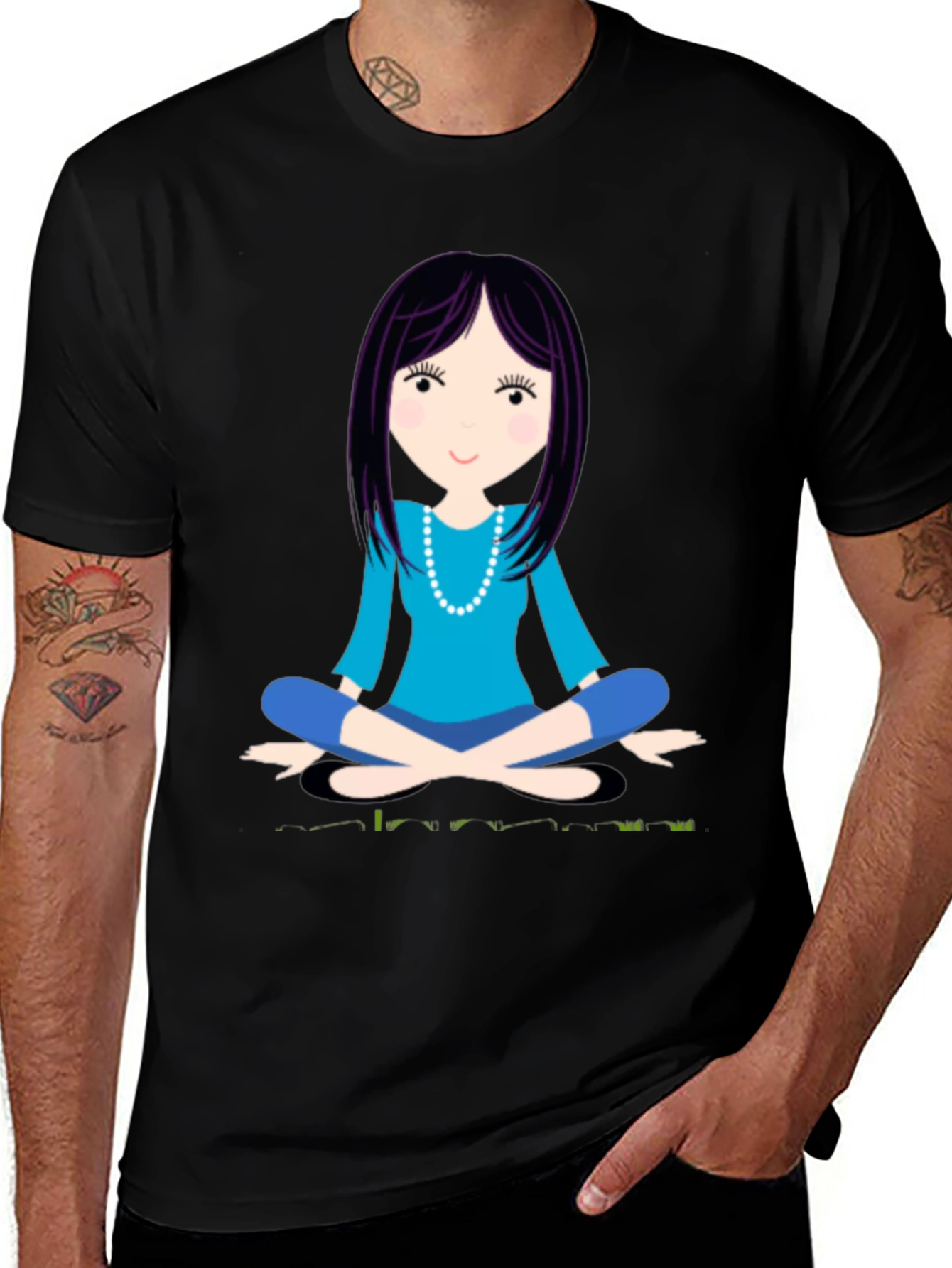 Meditating Woman Graphic Tee - Black