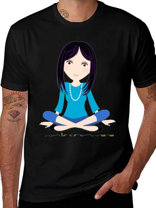 Meditating Woman Graphic Tee - Black