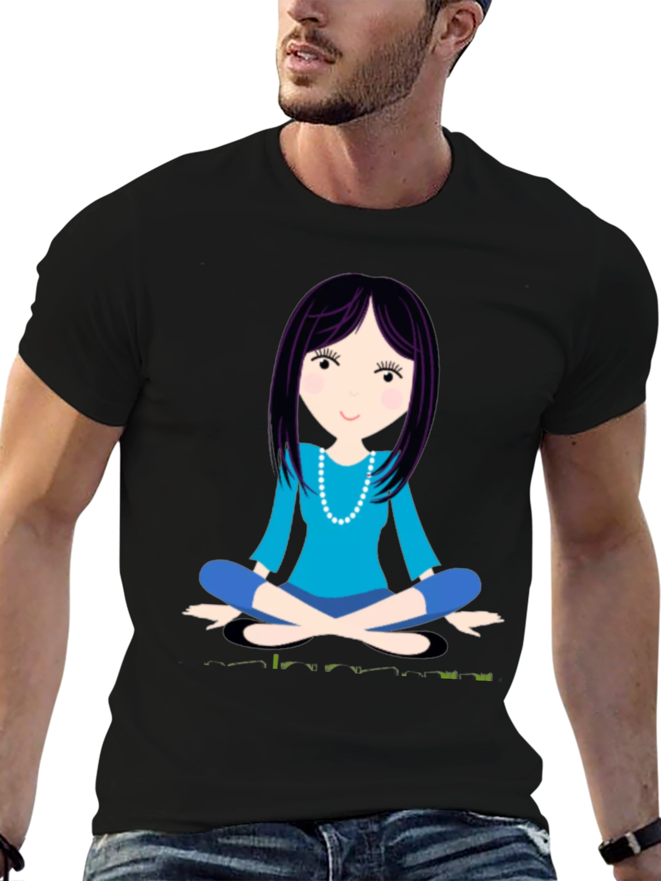 Meditating Woman Graphic Tee - Black