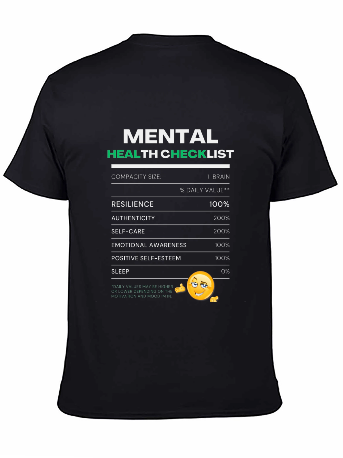 Mental Health Checklist Graphic T-Shirt
