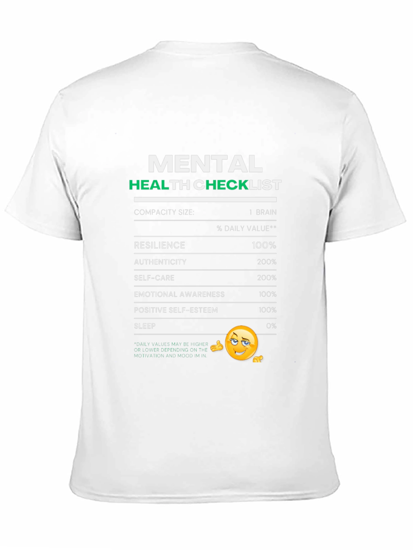 Mental Health Checklist Graphic T-Shirt