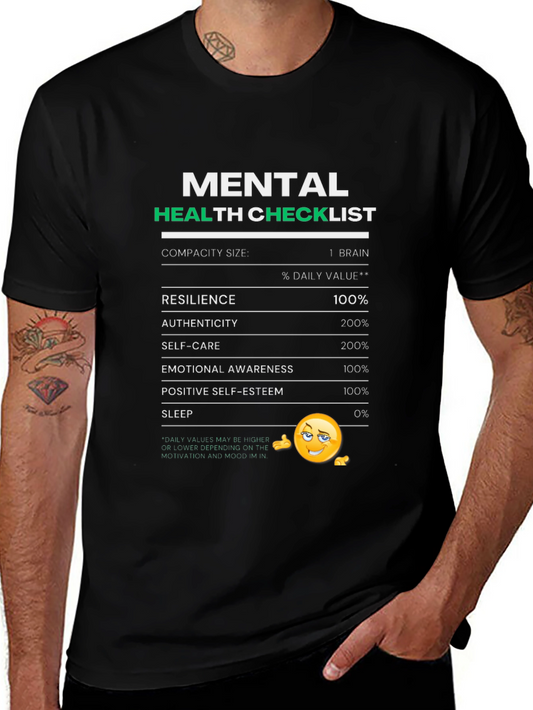 Mental Health Checklist Graphic T-Shirt
