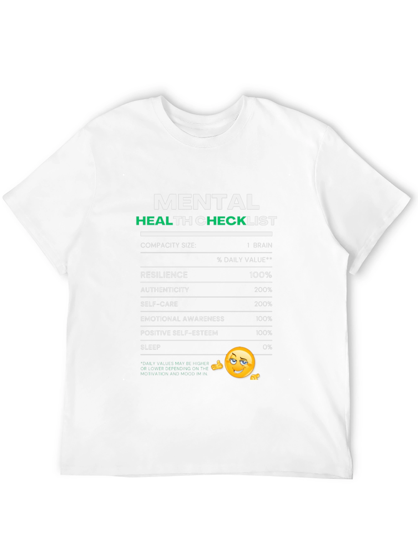 Mental Health Checklist Graphic T-Shirt