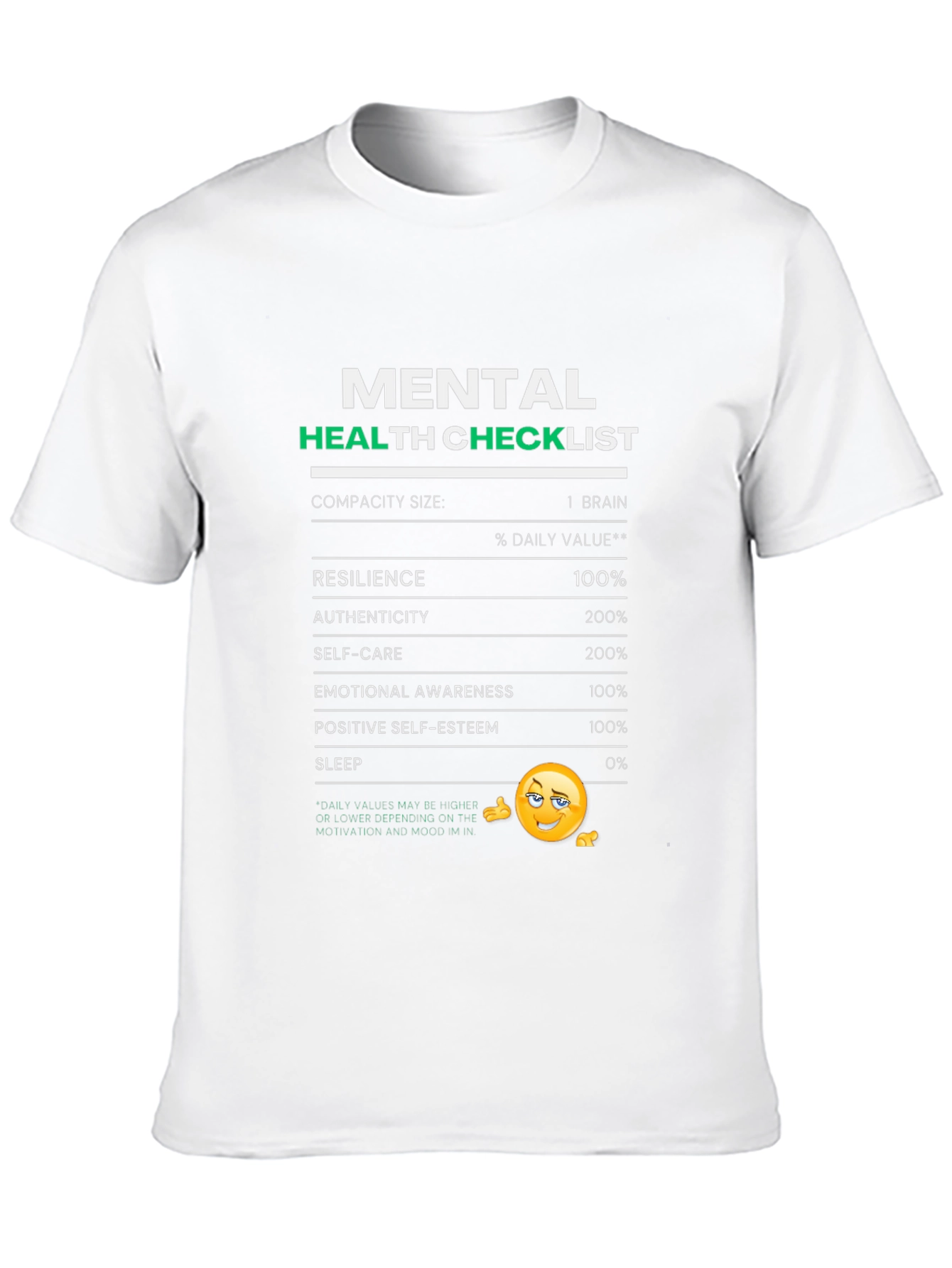 Mental Health Checklist Graphic T-Shirt