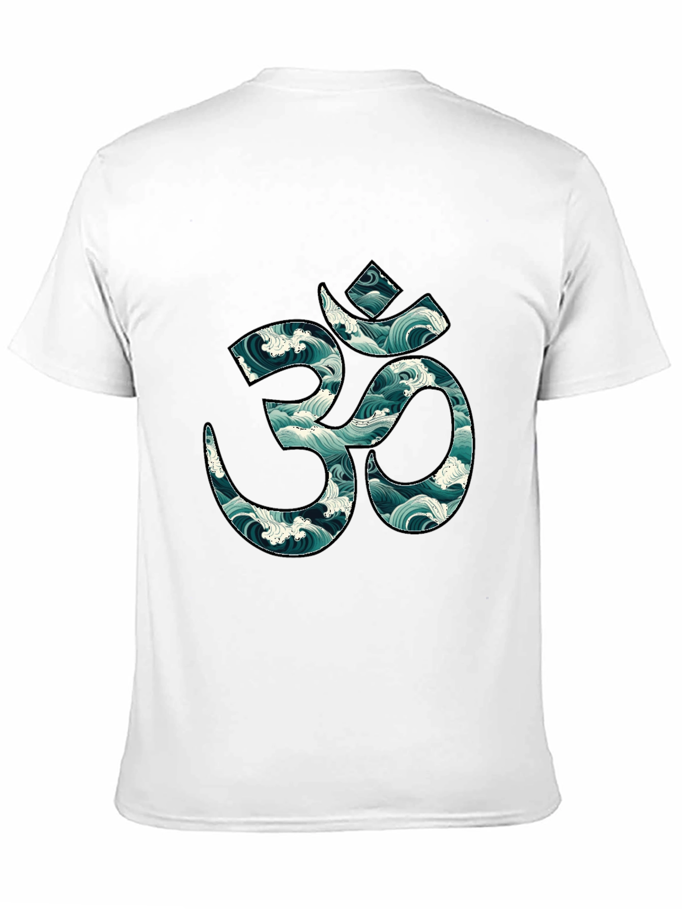 Om Symbol Wave Pattern Black T-Shirt