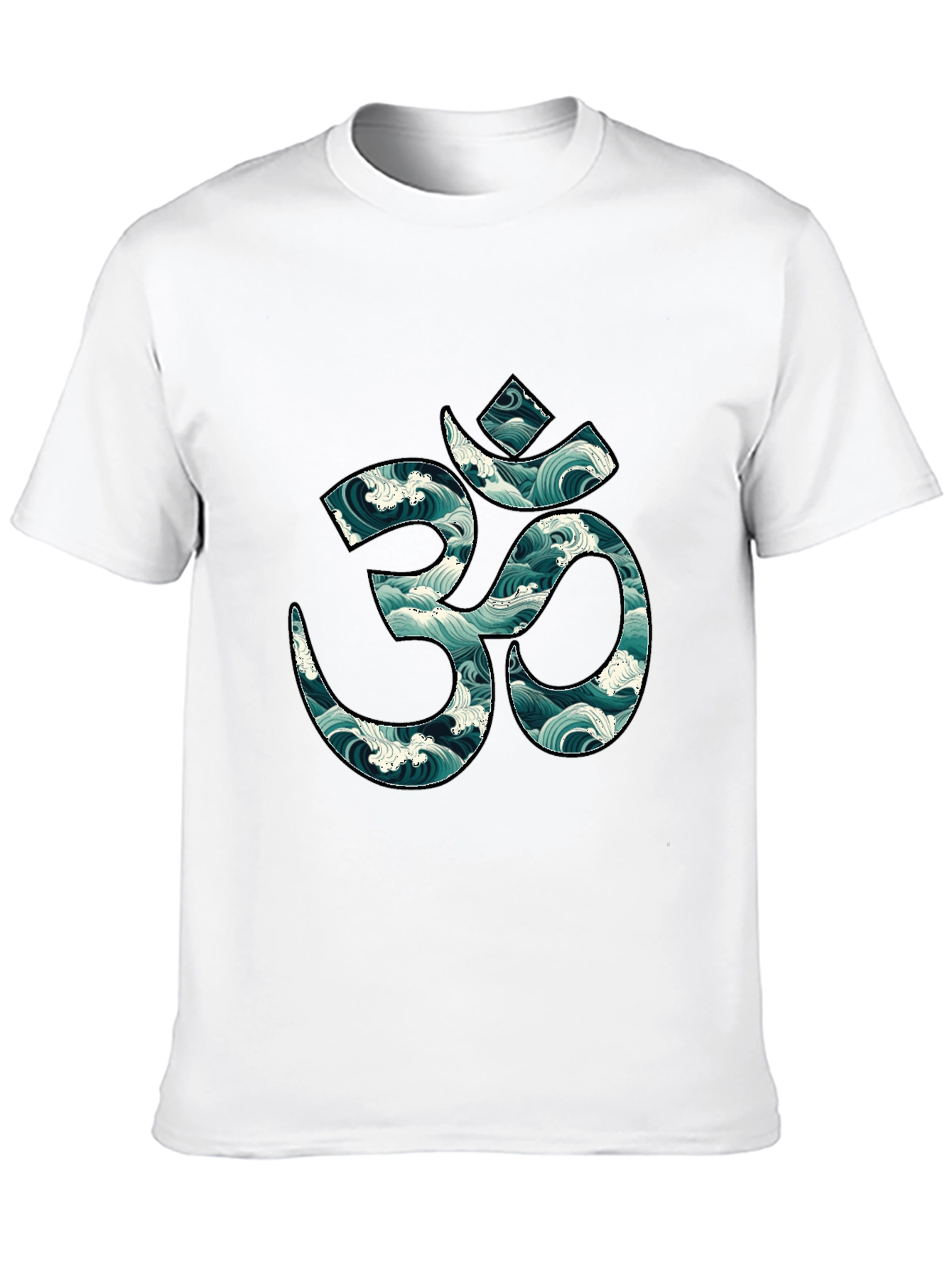 Om Symbol Wave Pattern Black T-Shirt