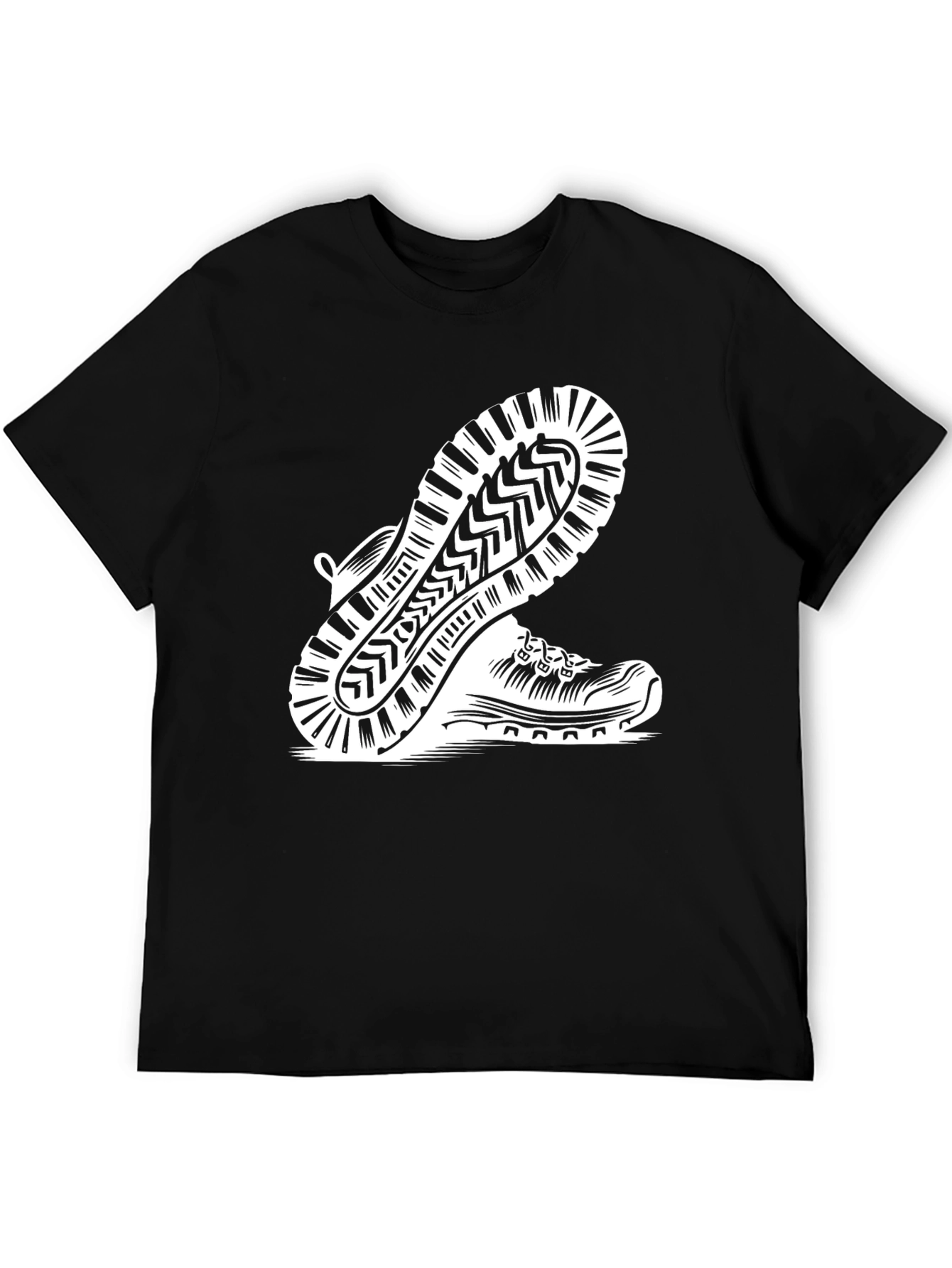 Mens Black Hiking Shoe Print Tee