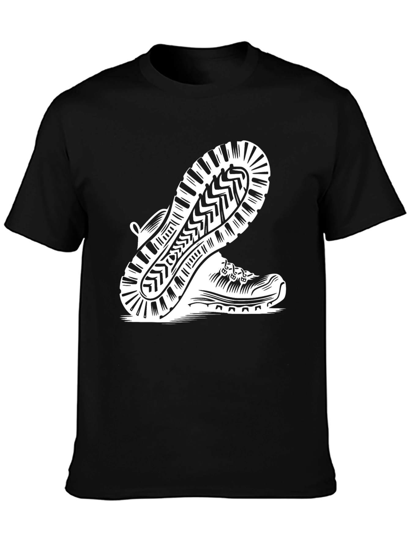 Mens Black Hiking Shoe Print Tee