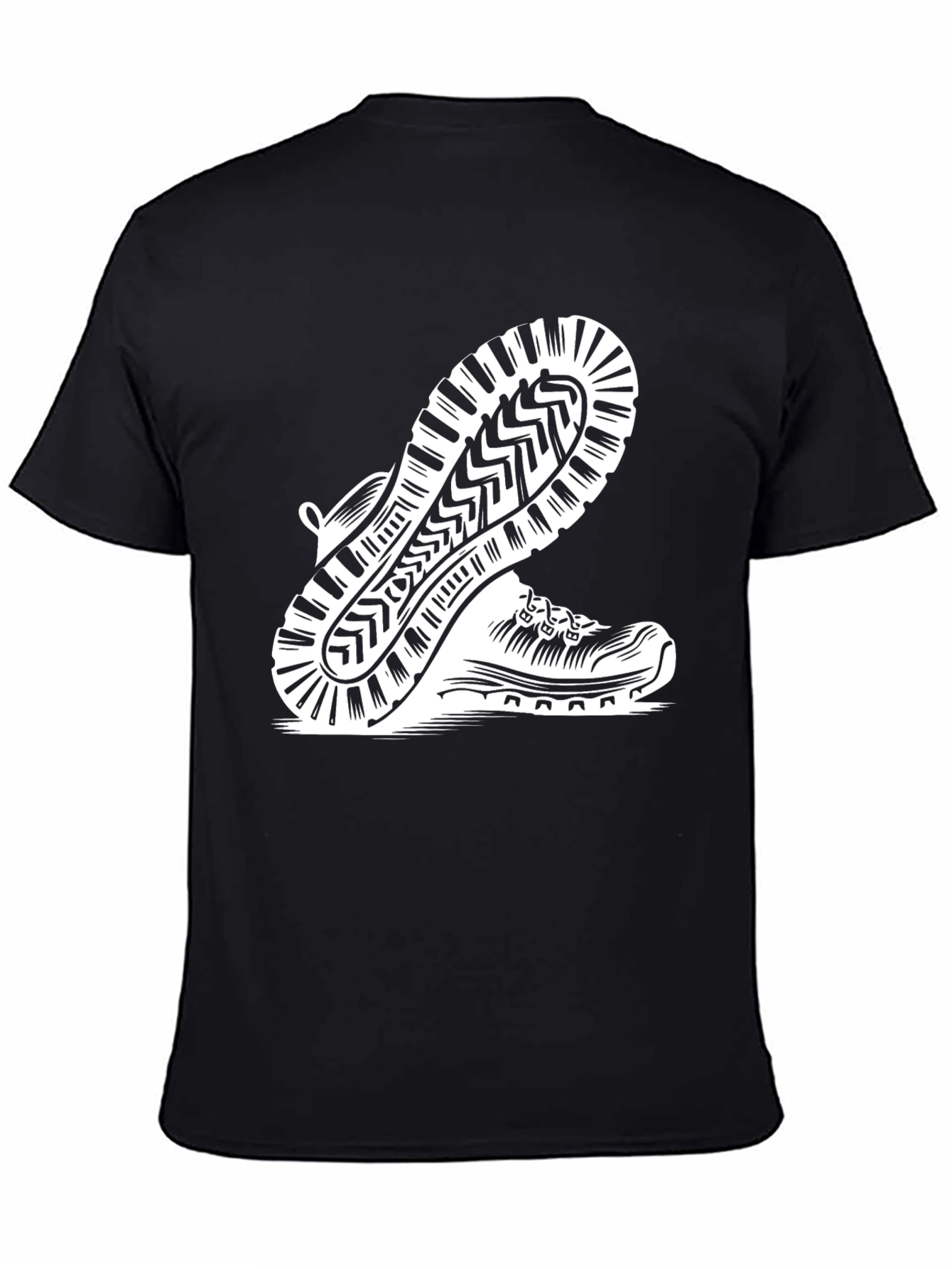 Mens Black Hiking Shoe Print Tee