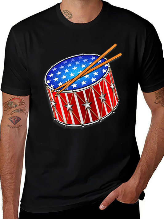 Patriotic Drum T-Shirt - Stars & Stripes Design