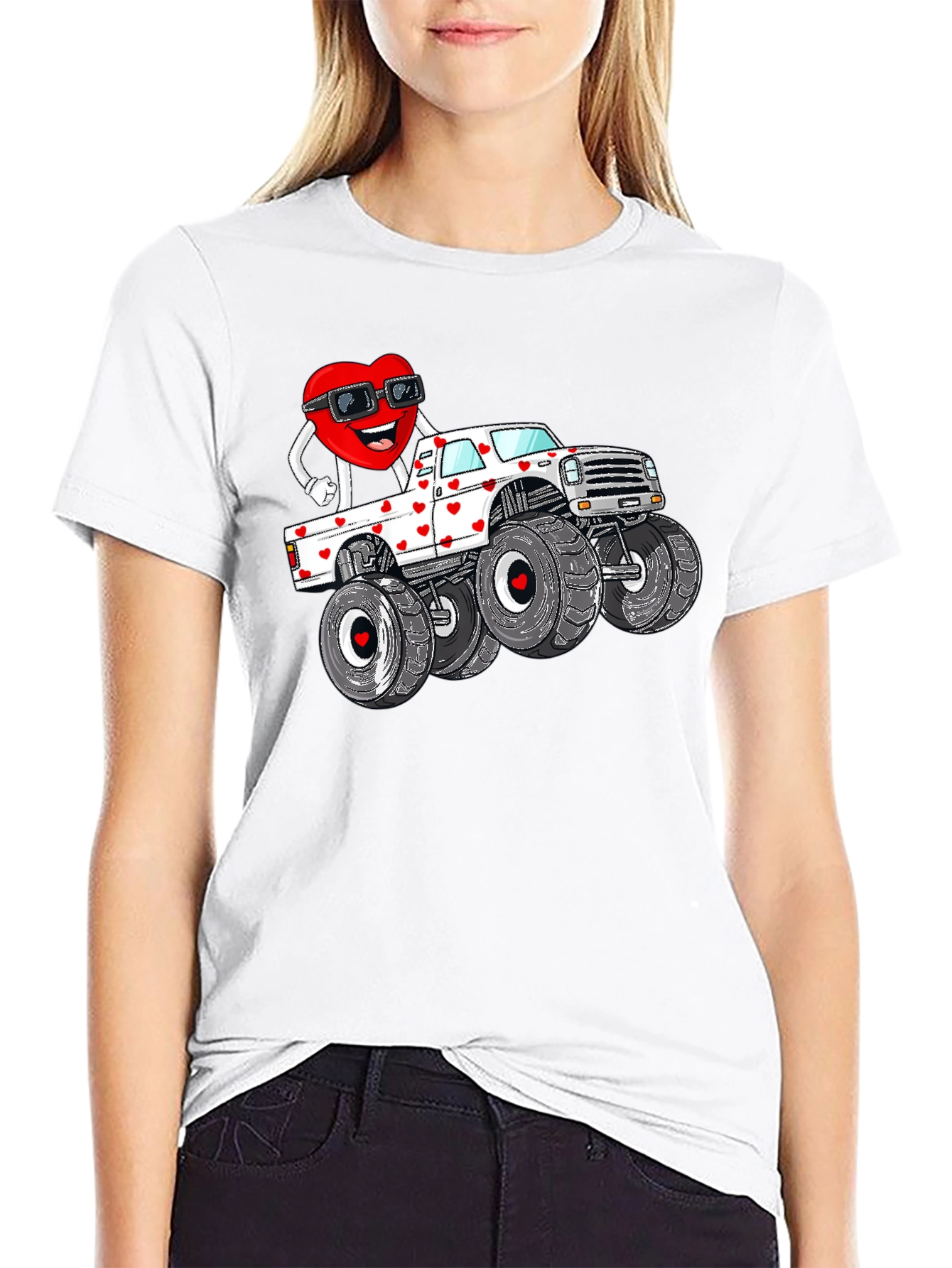 Monster Truck Valentines Day Graphic Tee