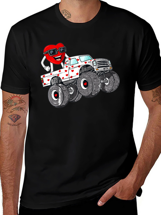 Monster Truck Valentines Day Graphic Tee