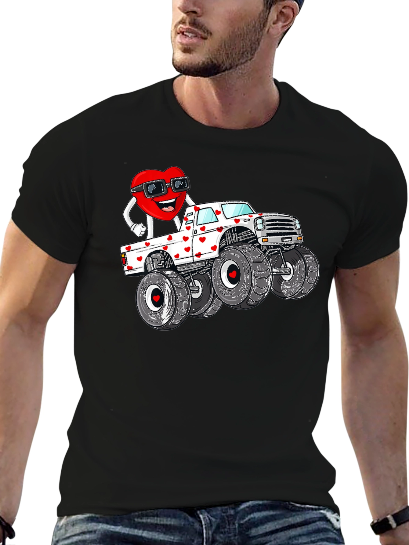 Monster Truck Valentines Day Graphic Tee