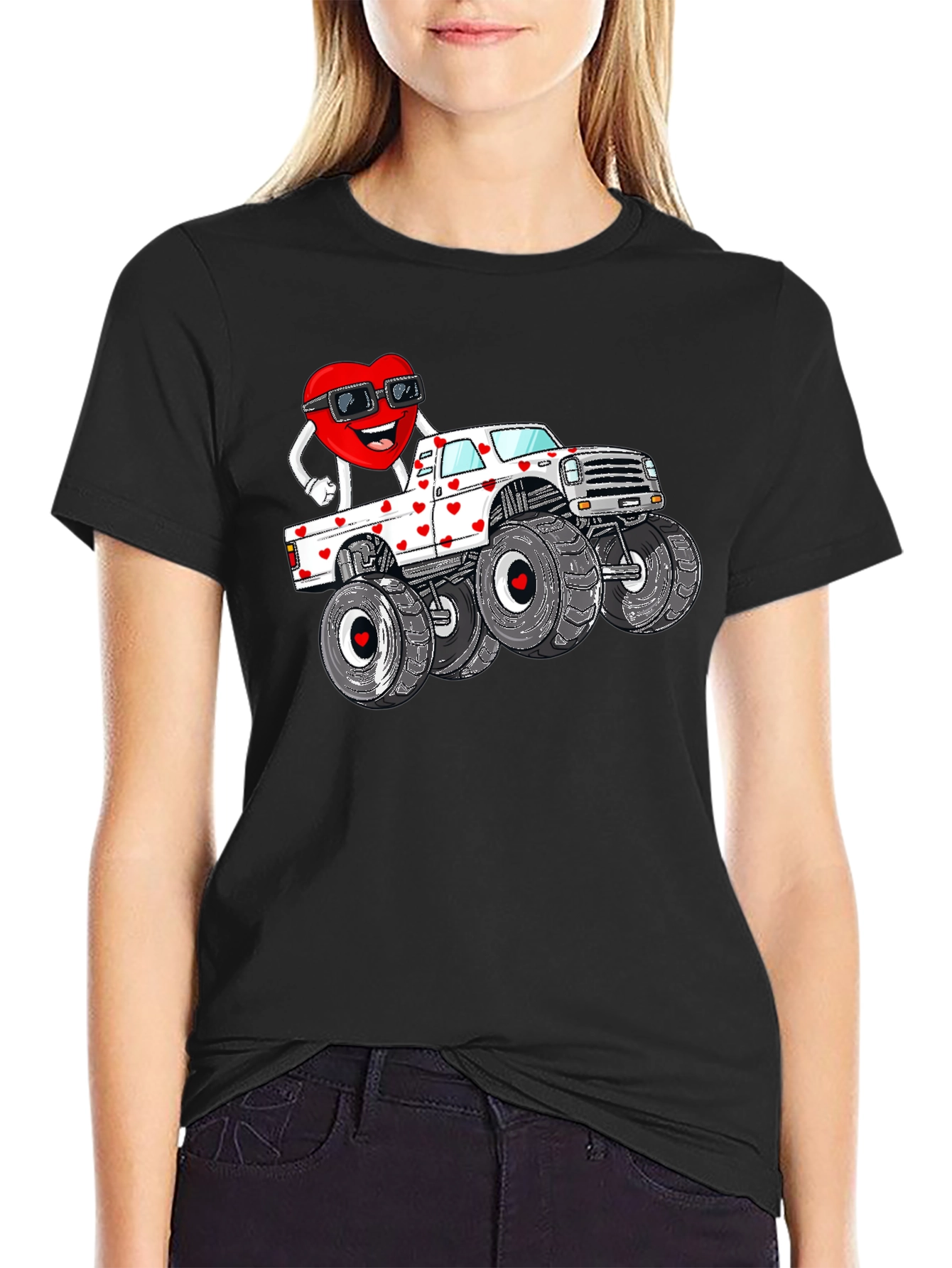 Monster Truck Valentines Day Graphic Tee