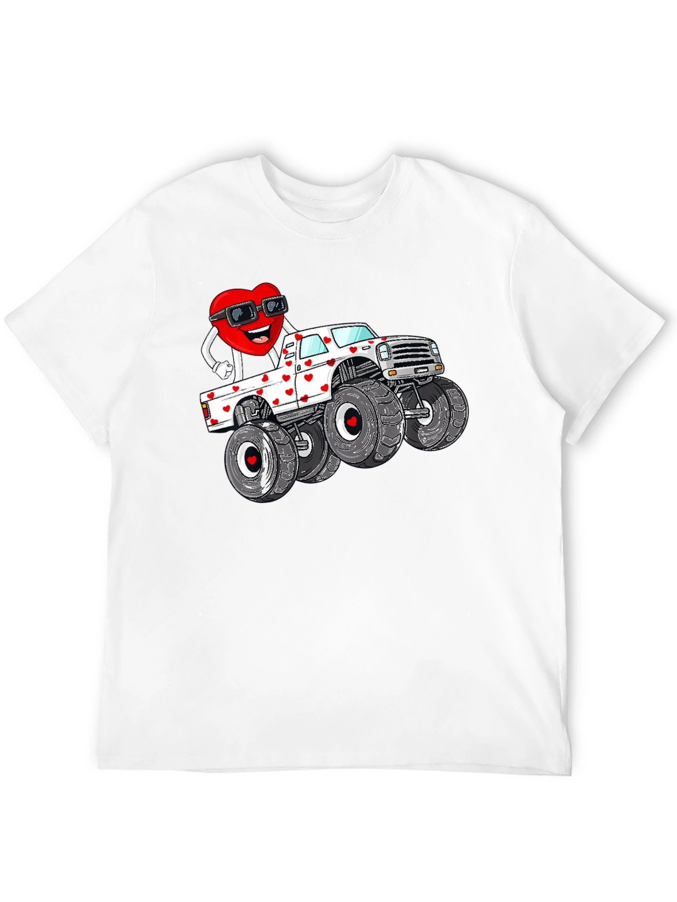 Monster Truck Valentines Day Graphic Tee