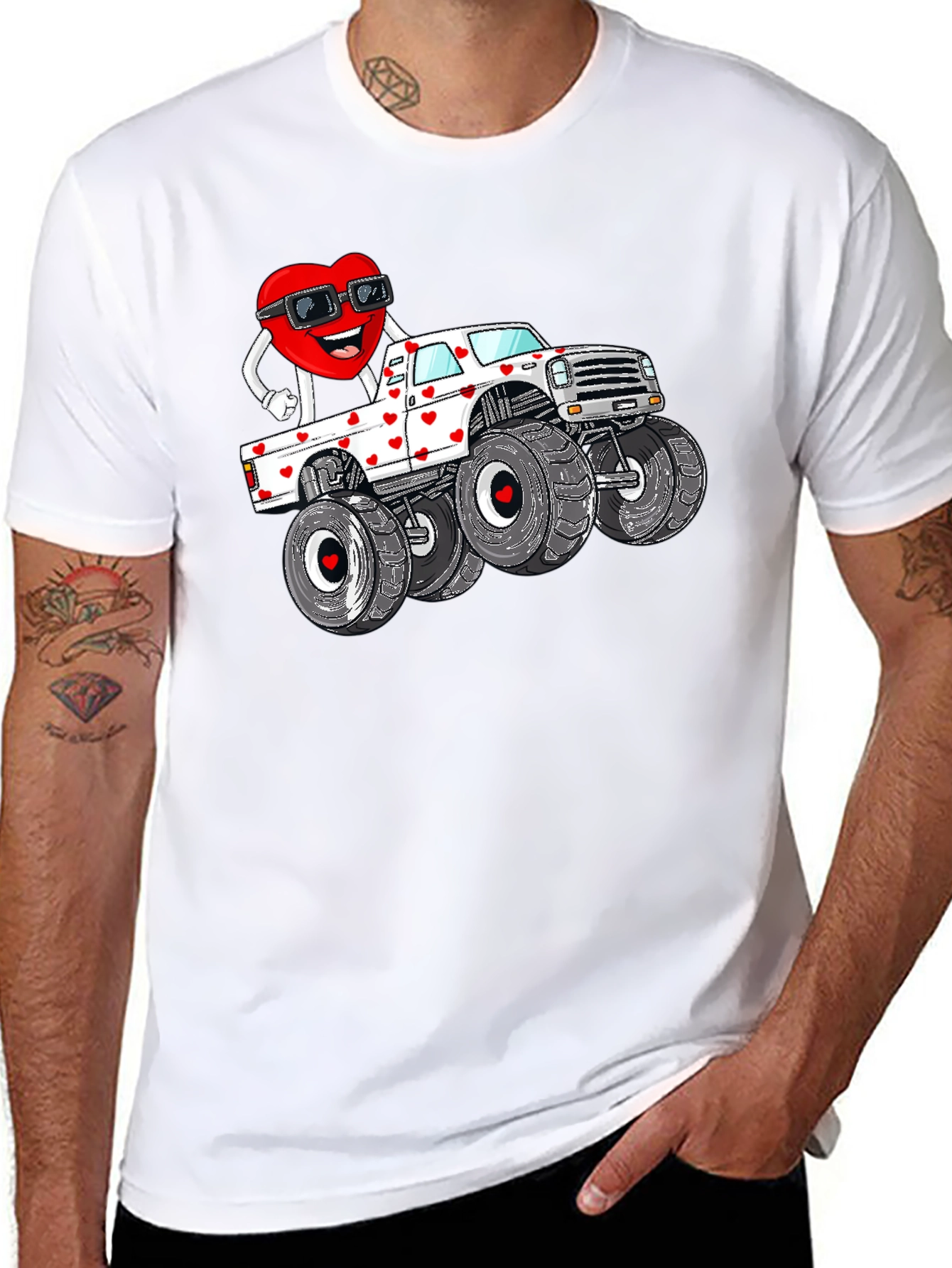 Monster Truck Valentines Day Graphic Tee