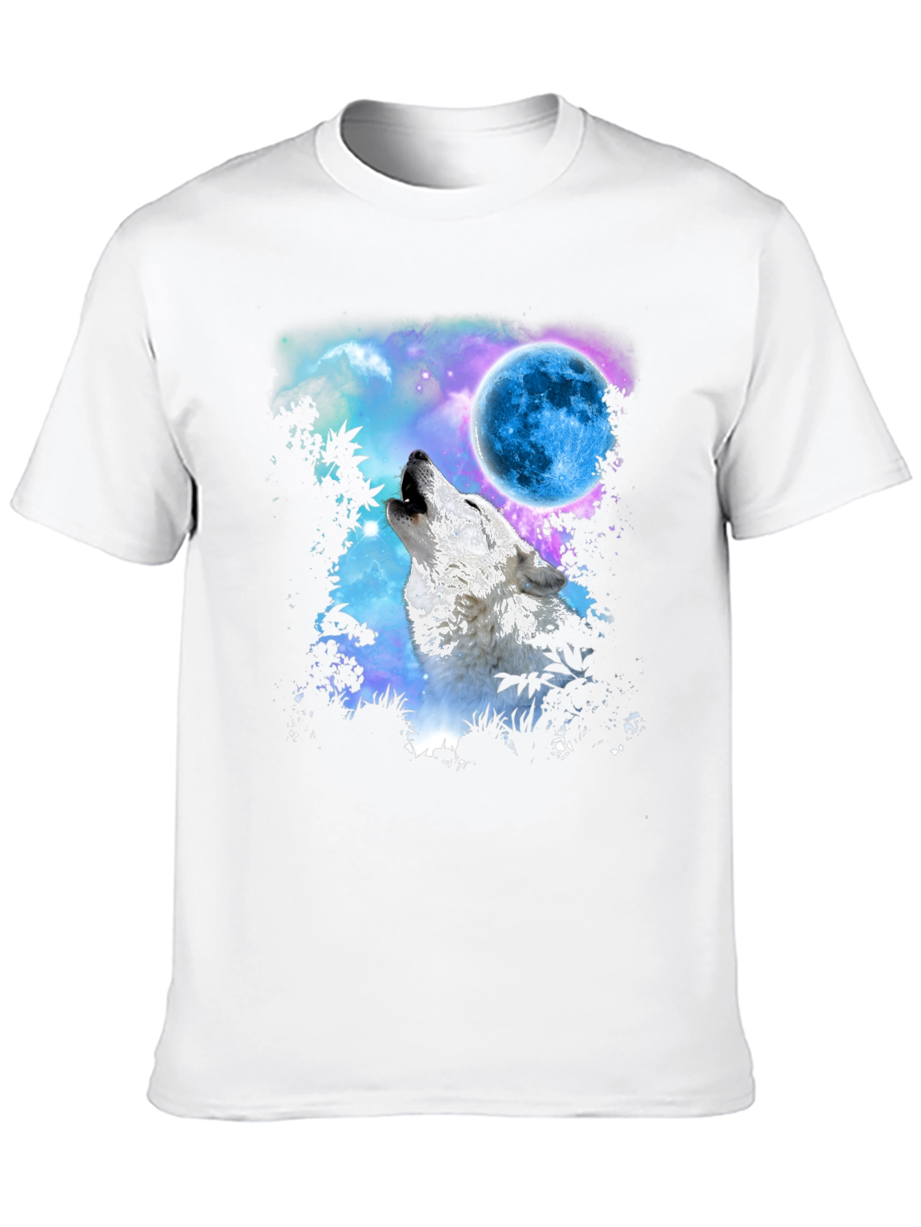 Wolf Howling at Blue Moon Graphic Tee - Black
