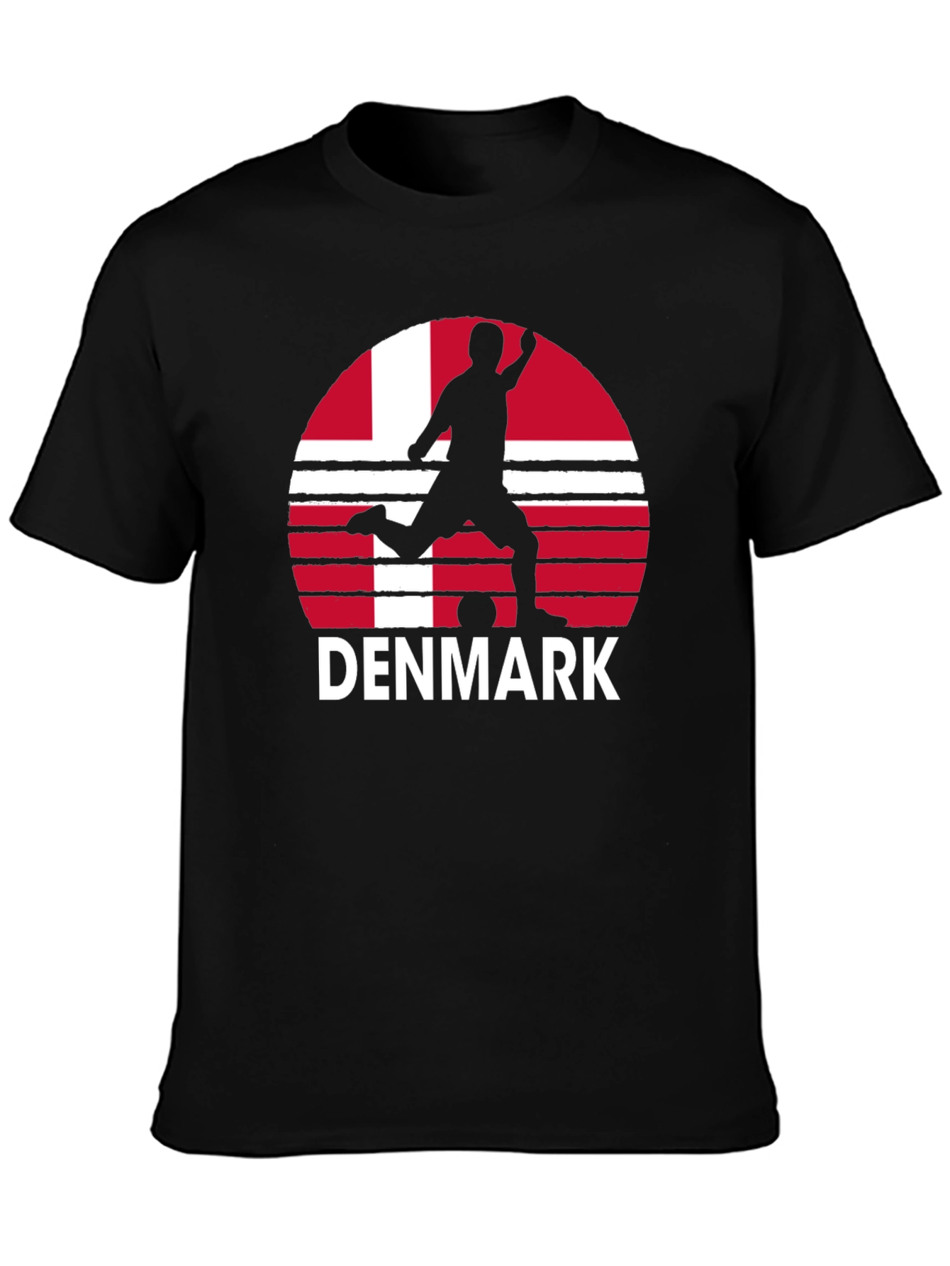Denmark Soccer T-Shirt - Black Graphic Tee