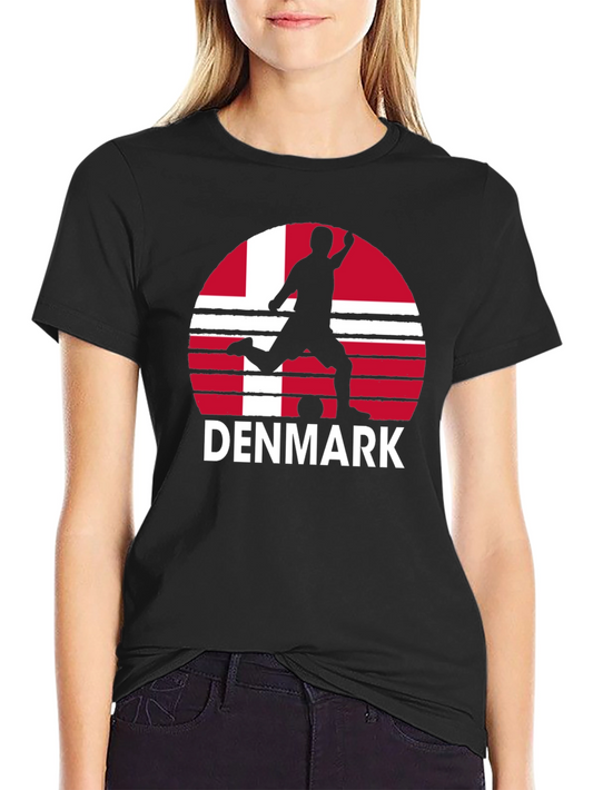 Denmark Soccer T-Shirt - Black Graphic Tee