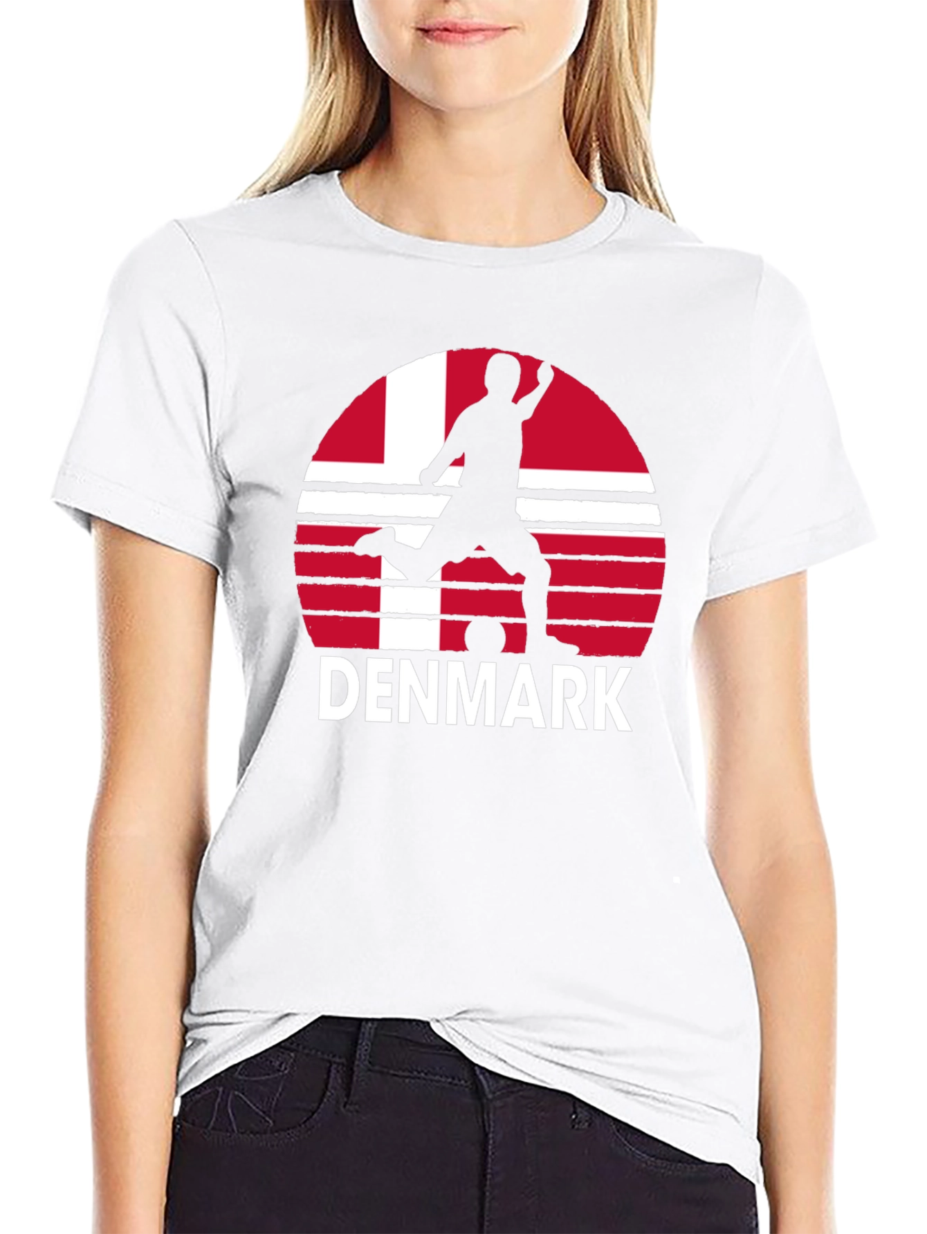 Denmark Soccer T-Shirt - Black Graphic Tee