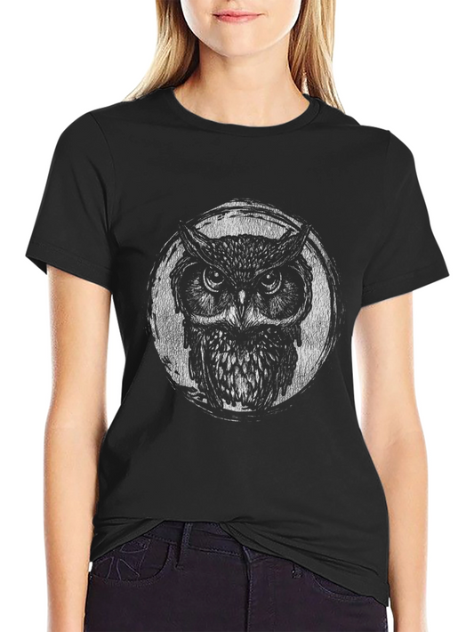 Mens Black Owl Graphic Print T-Shirt