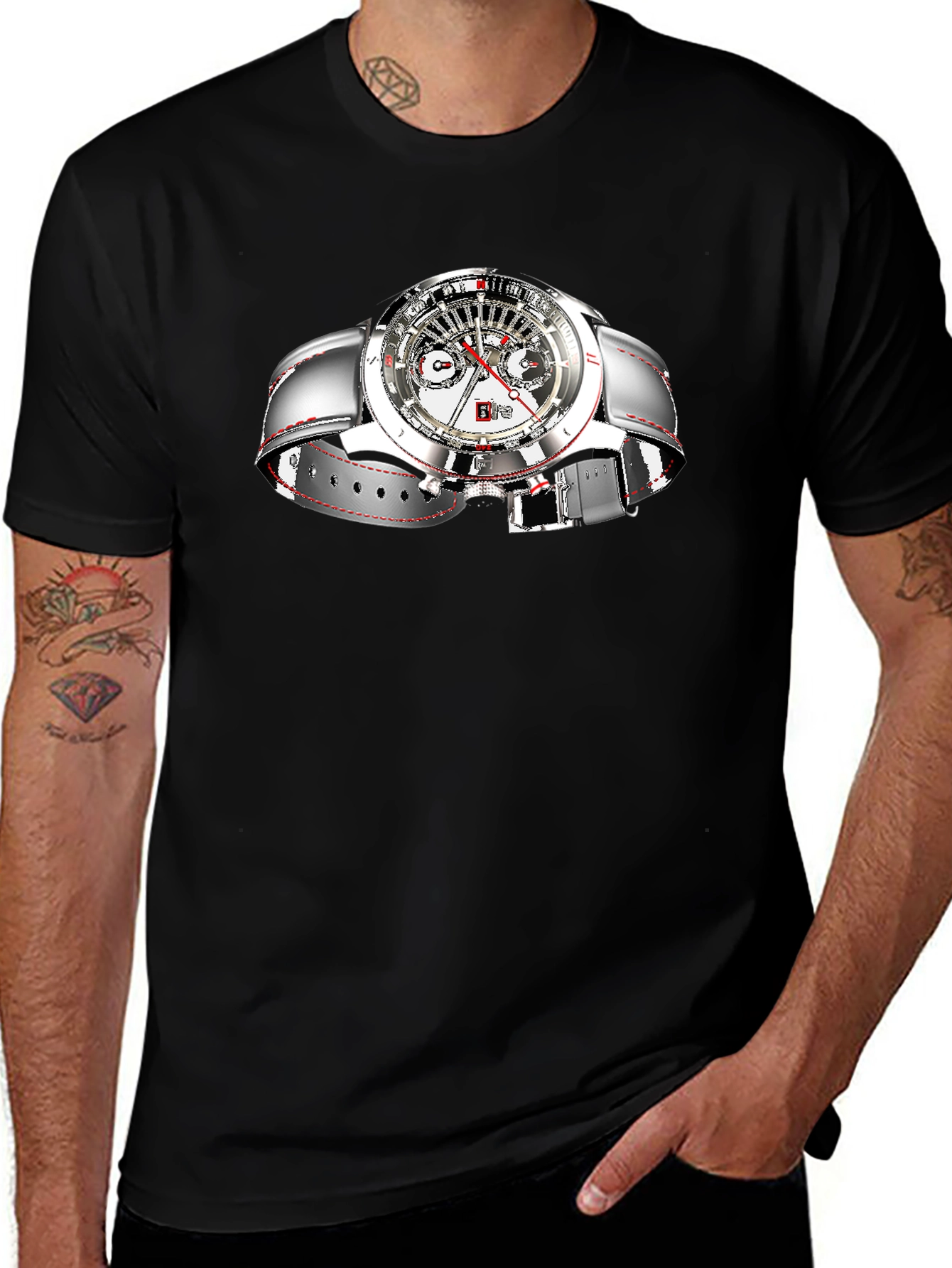 Stylish Black Watch Graphic Tee
