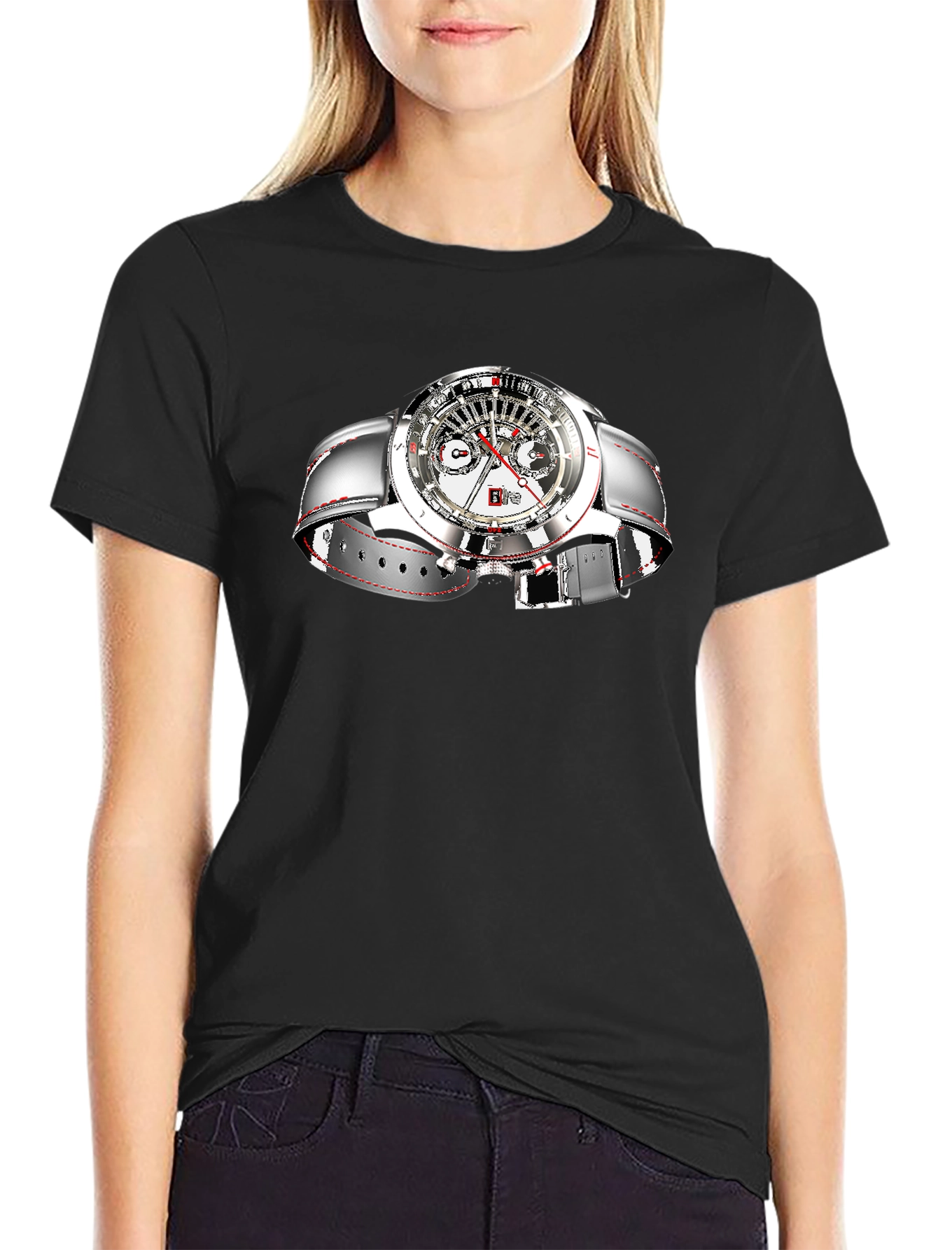 Stylish Black Watch Graphic Tee