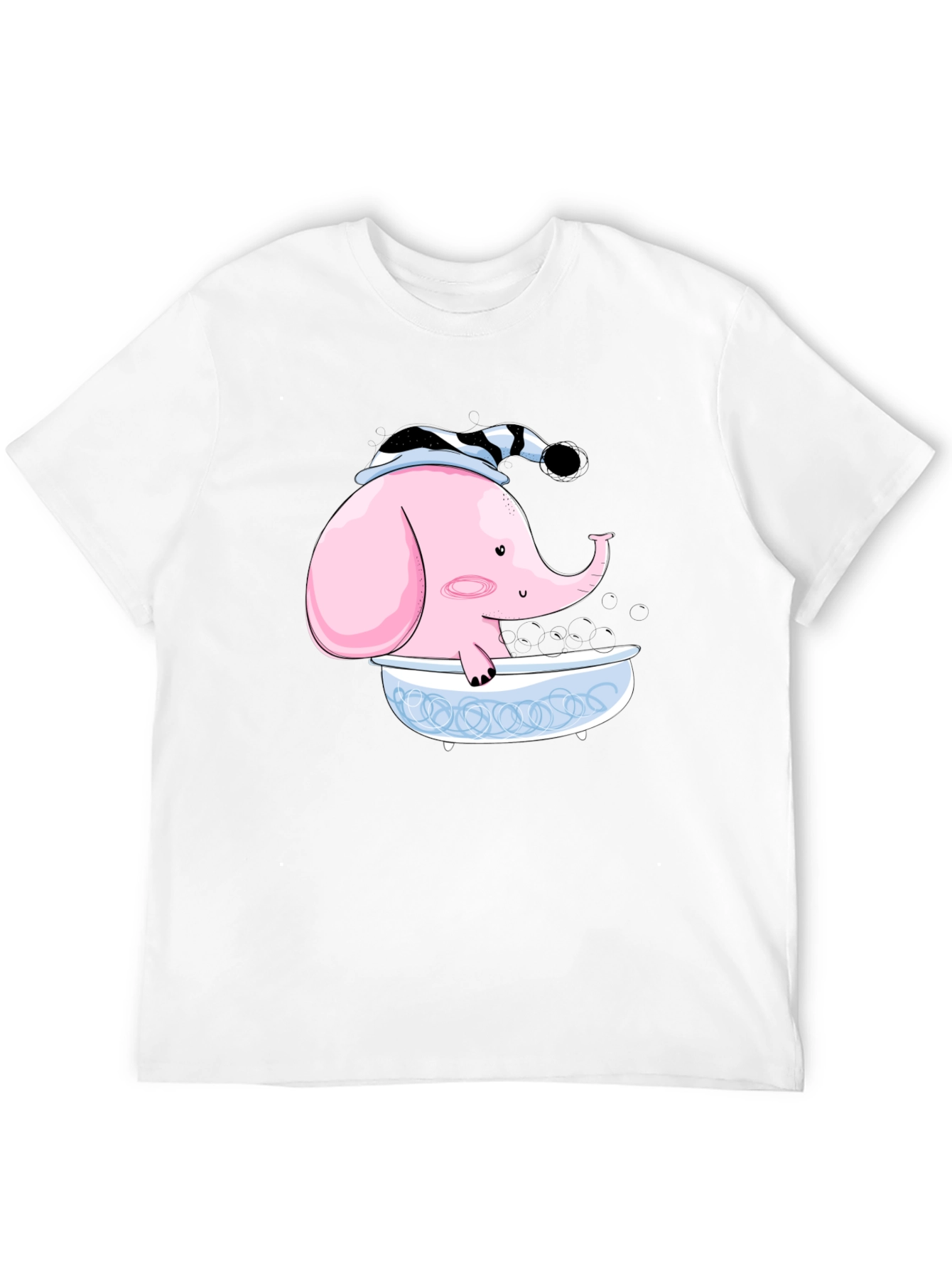 Elephant in Tub Graphic Tee - Black Cotton T-Shirt