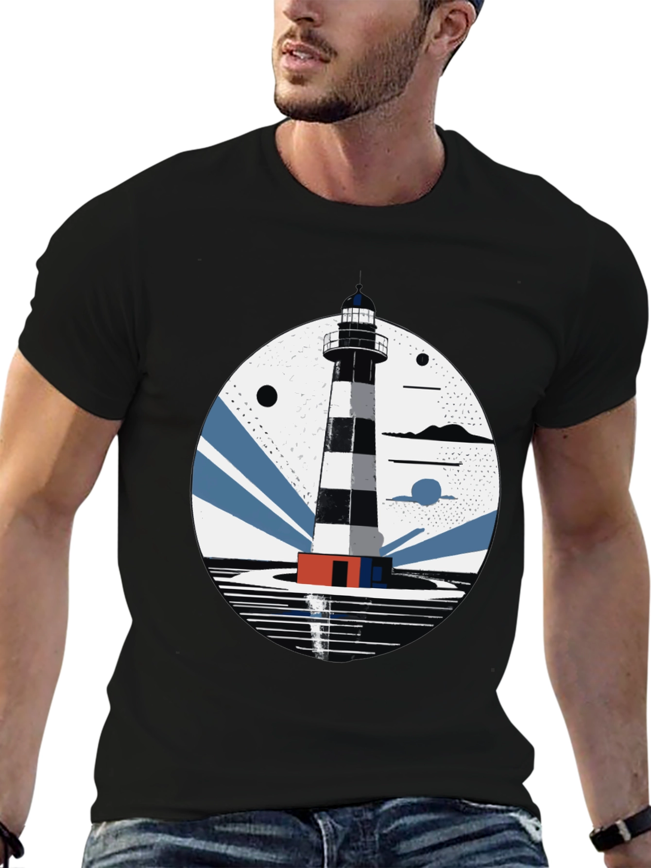 Lighthouse Graphic Tee - Nautical Style Shirt