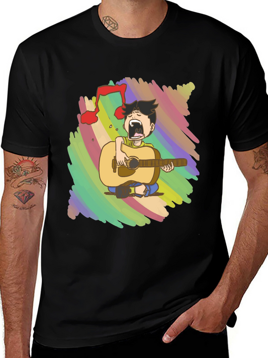 Singing Guitarist T-Shirt - Colorful Musical Tee