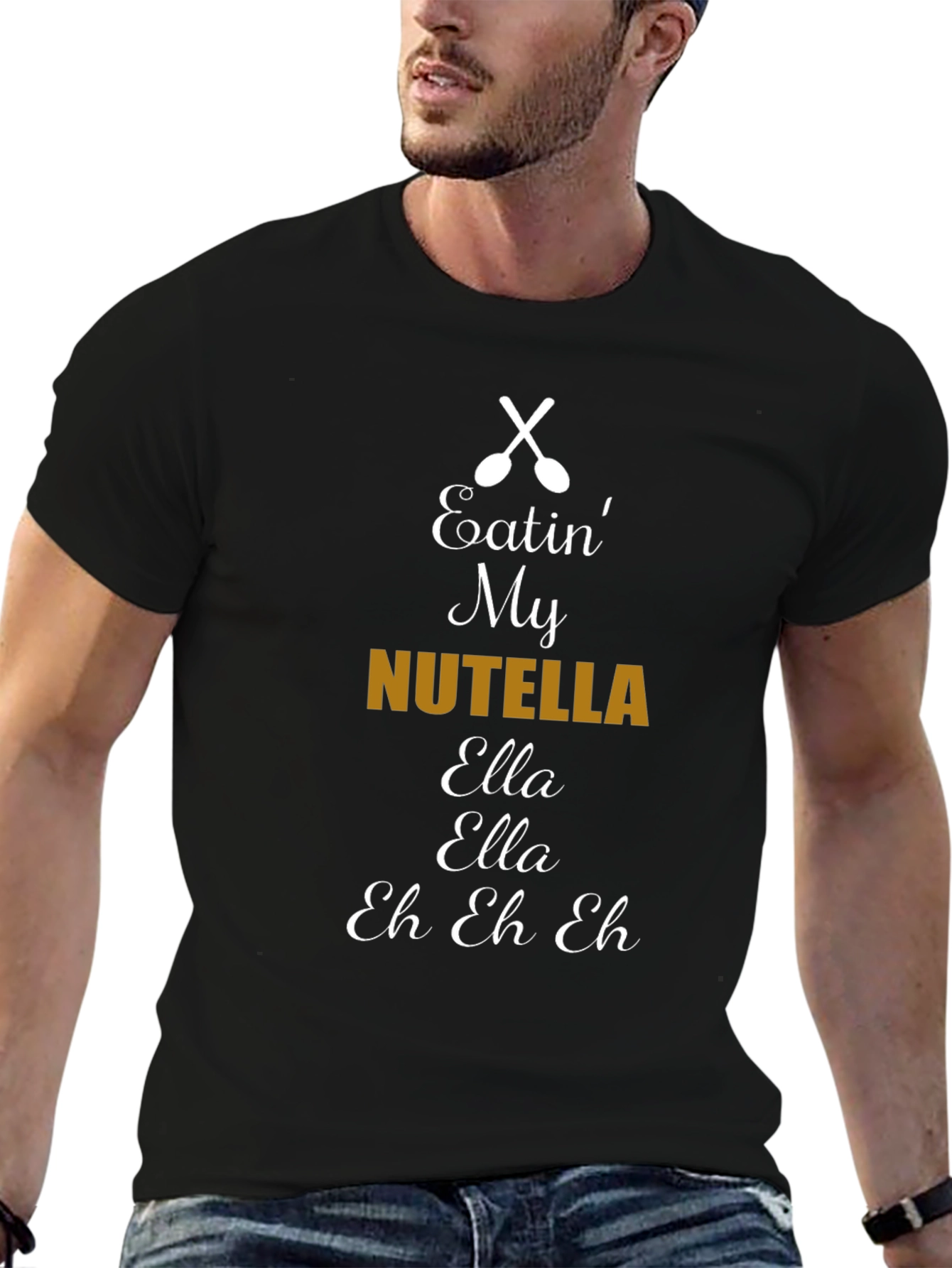 Nutella Lyric T-Shirt: Black Cotton Blend Comfortable Fit