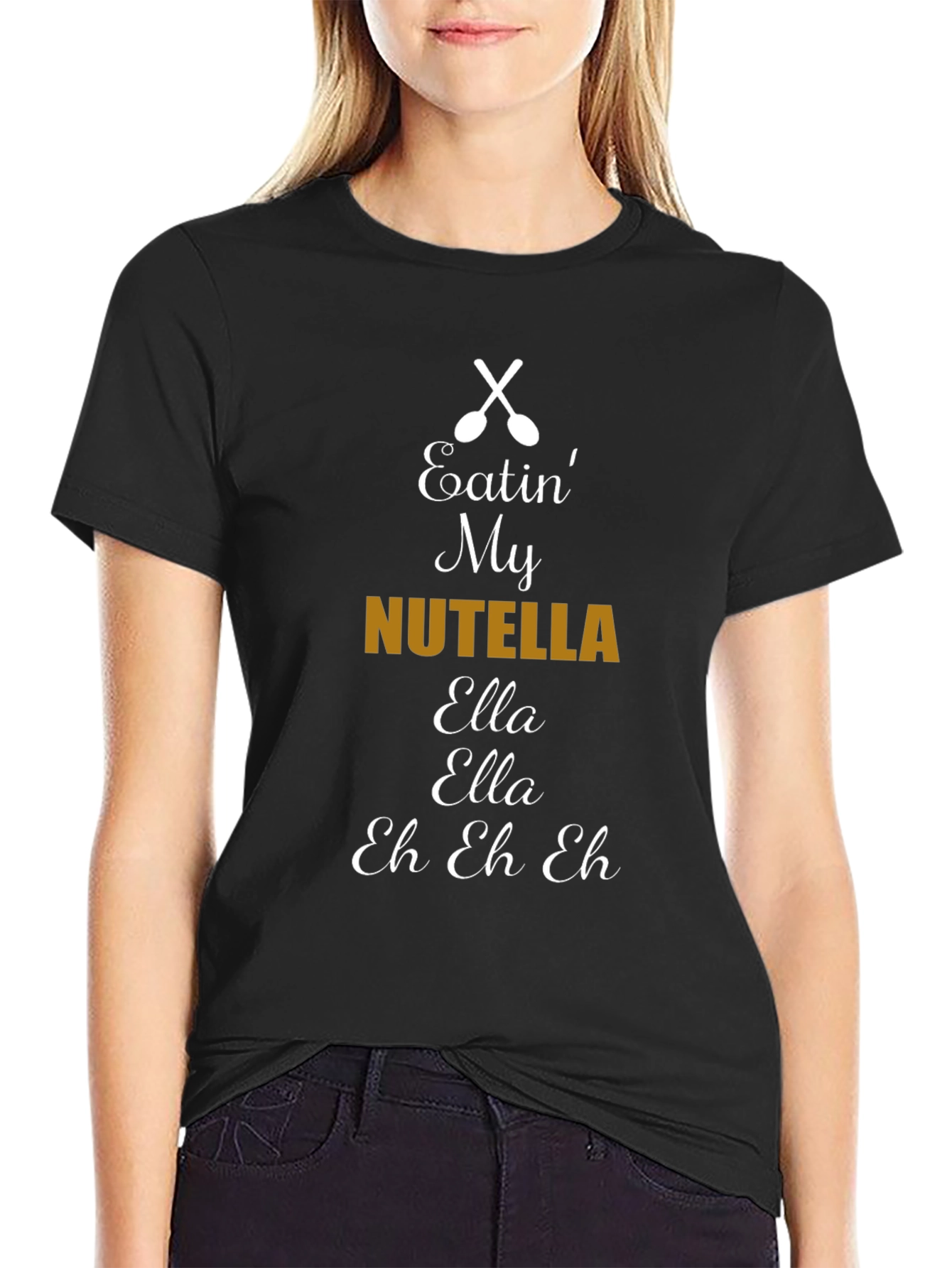 Nutella Lyric T-Shirt: Black Cotton Blend Comfortable Fit