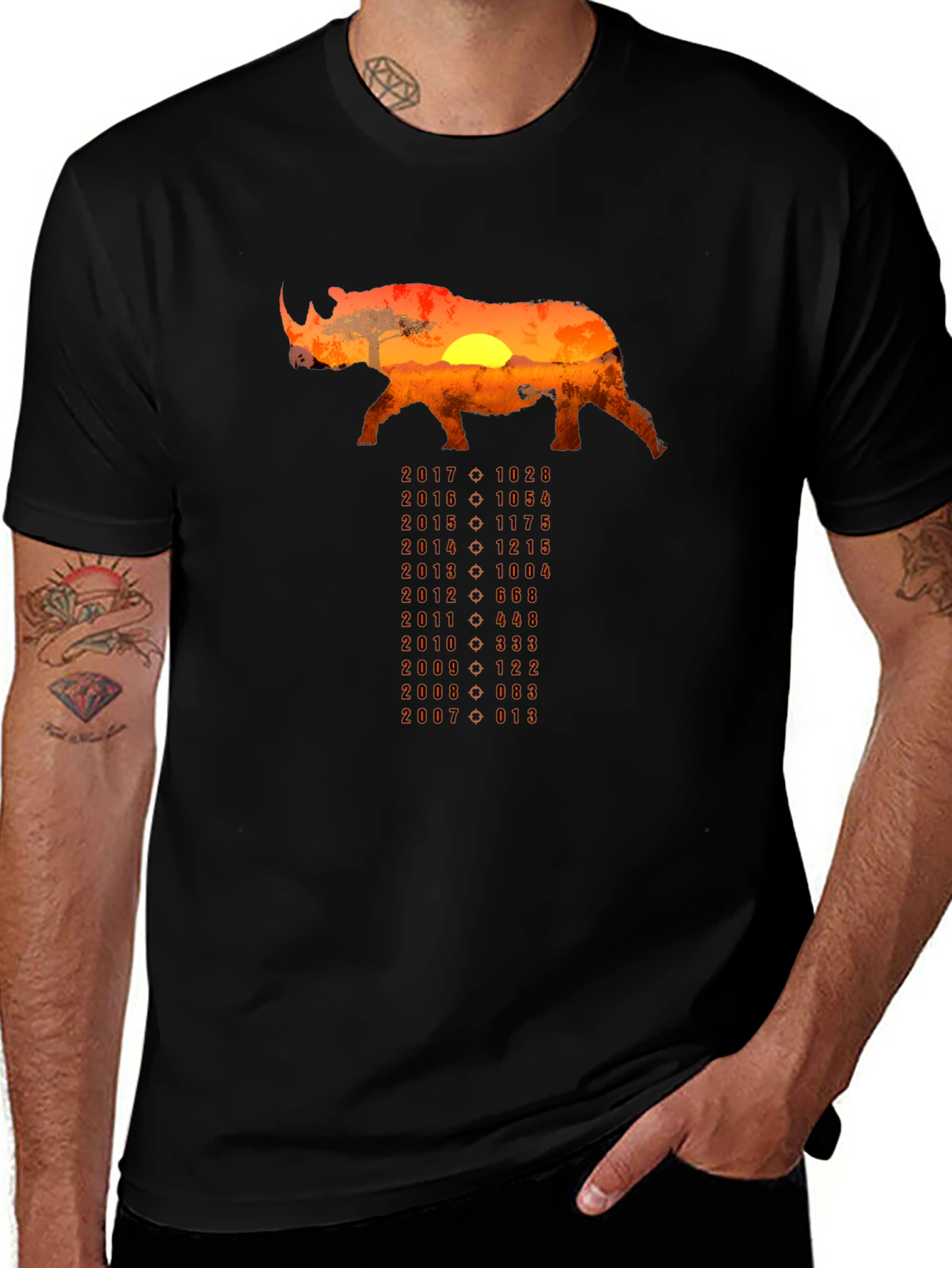 Rhino Sunset T-Shirt - Conservation Design