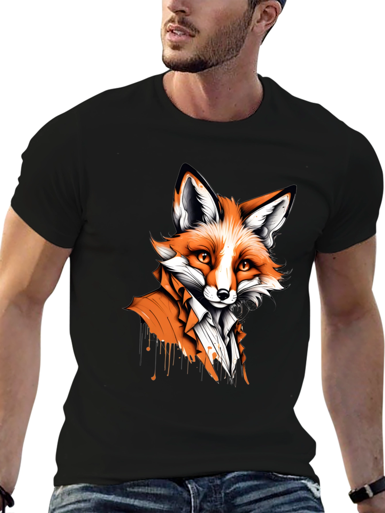Fox in Suit Graphic Tee - Unique Animal Design