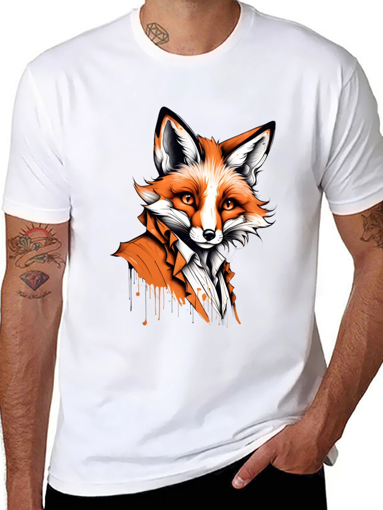 Fox in Suit Graphic Tee - Unique Animal Design