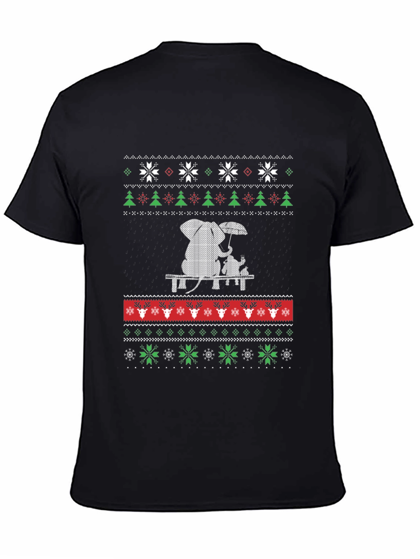 Whimsical Elephant & Cat Ugly Christmas T-Shirt